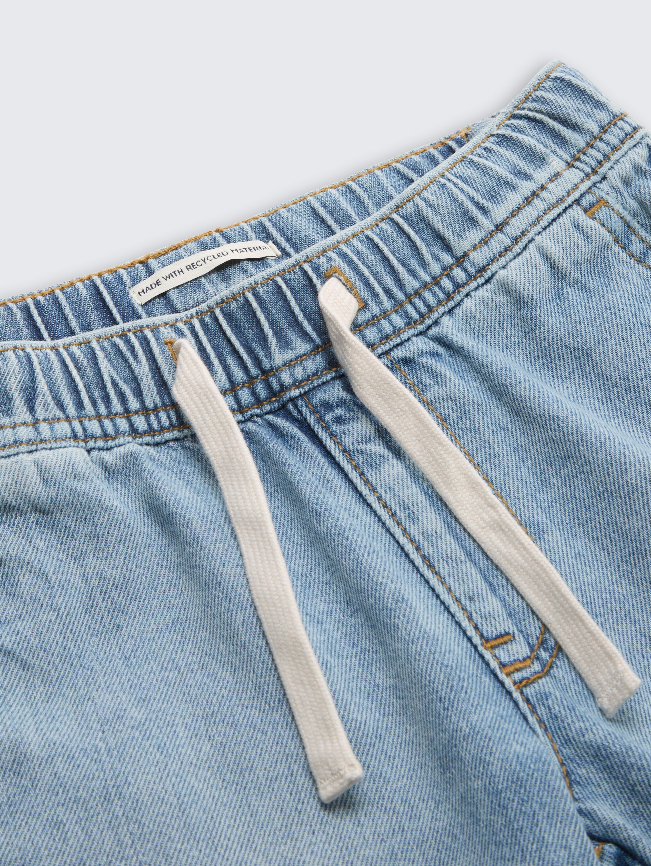 Jeans Shorts mit Kordelzug - used_light_stone_blue_denim - 