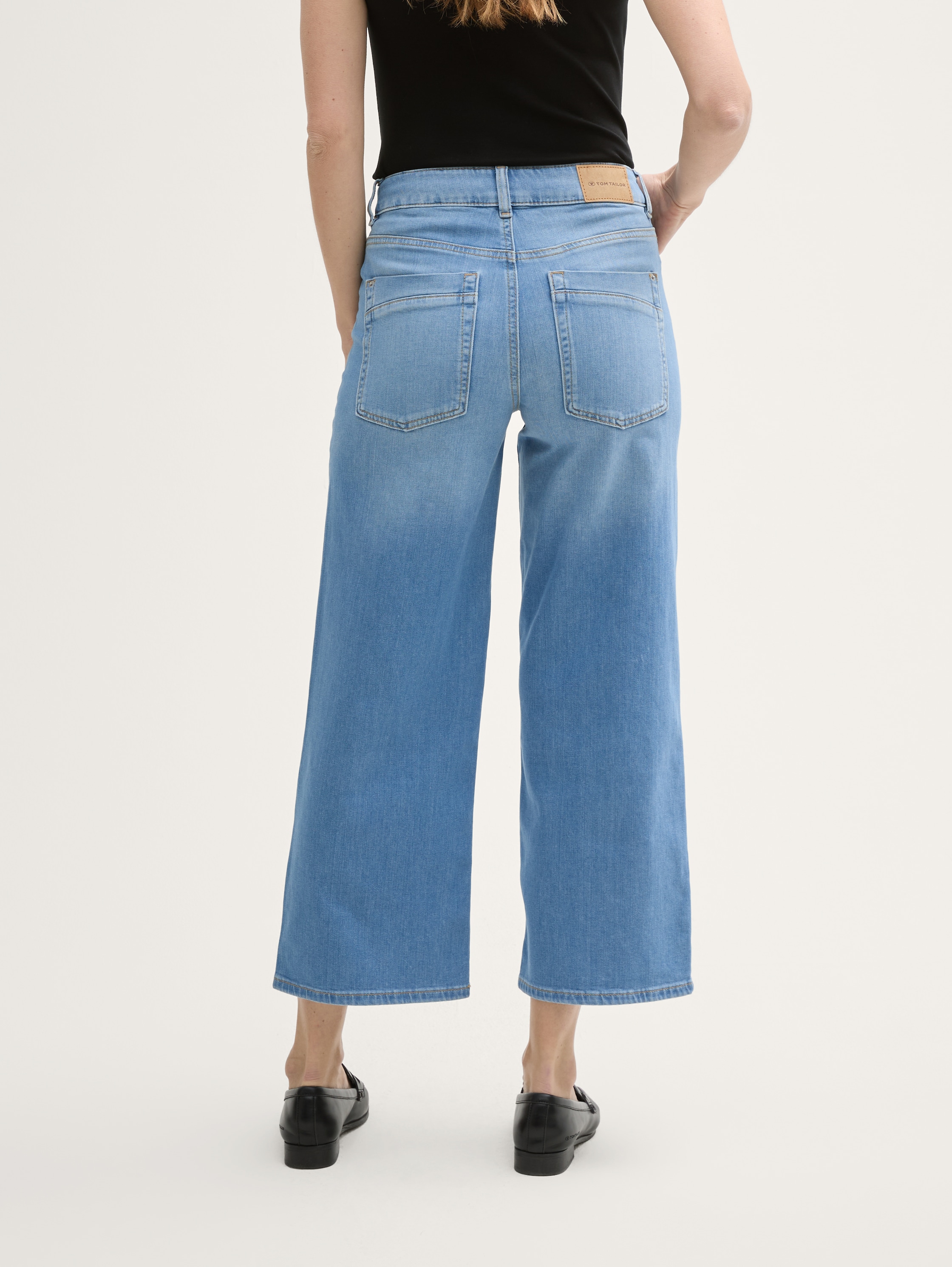 High waist culotte jeans - clean_light_stone_blue_denim -