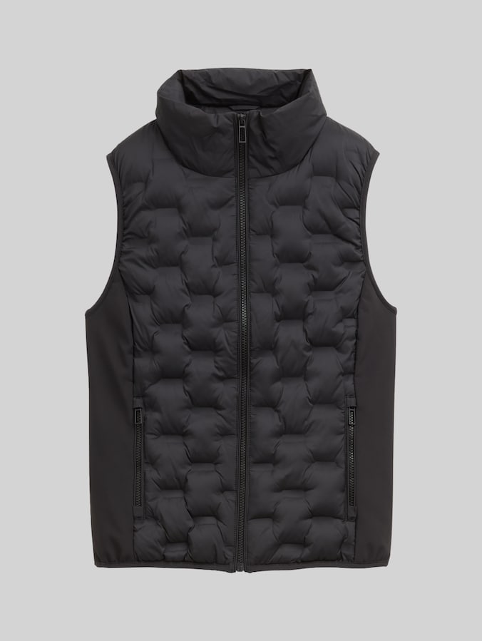 Gilet matelassé léger à col montant par Women, deep black