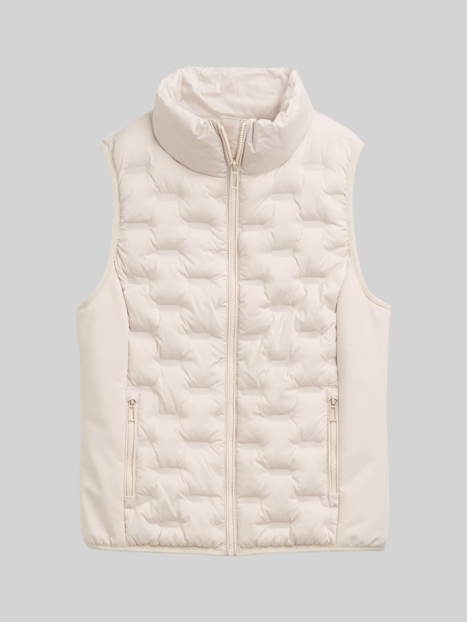 Lichtgewicht gewatteerd vest met opstaande kraag door Women, cold beige