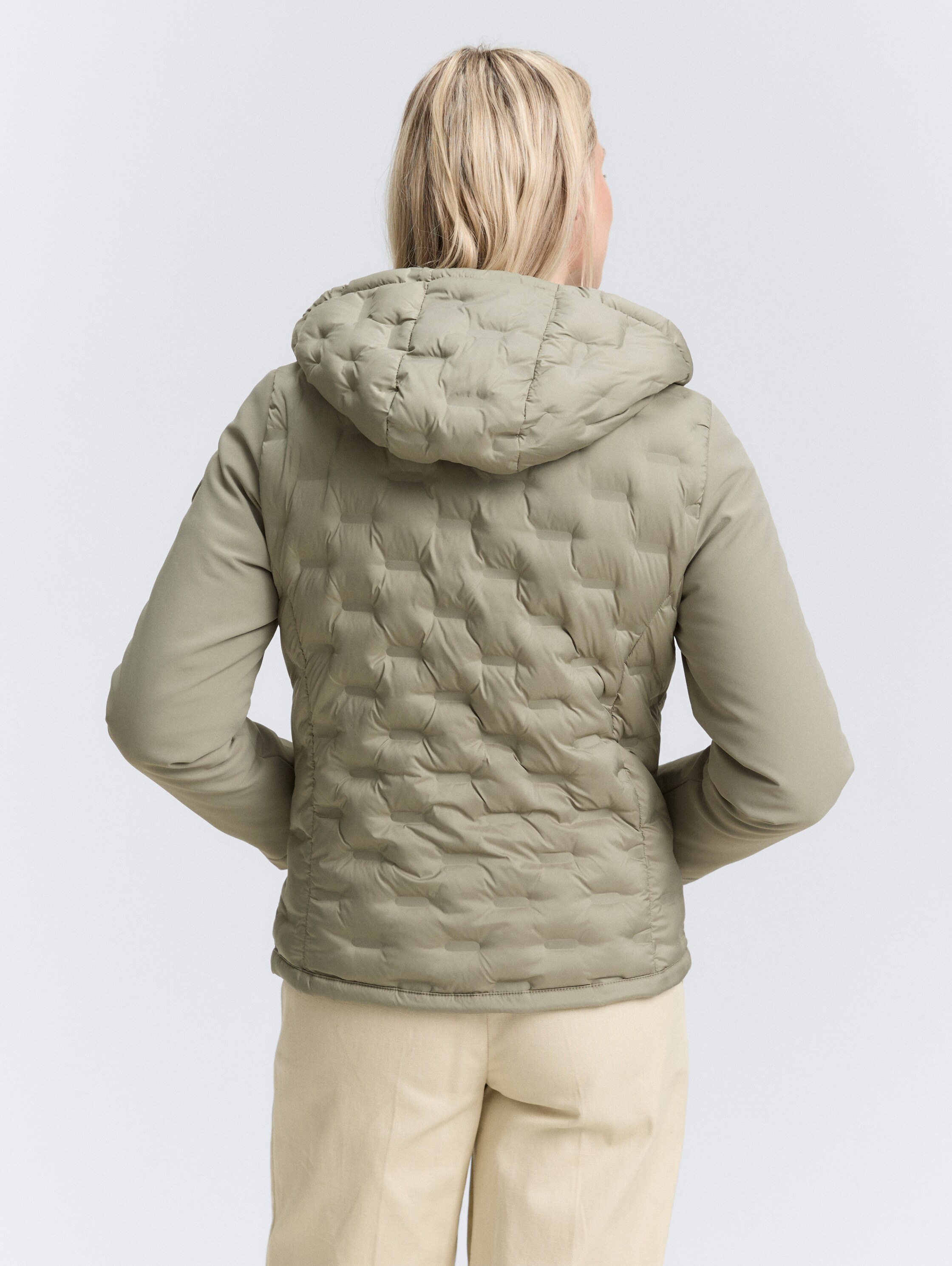 Veste matelassée hybride avec capuche - smoke_olive - 