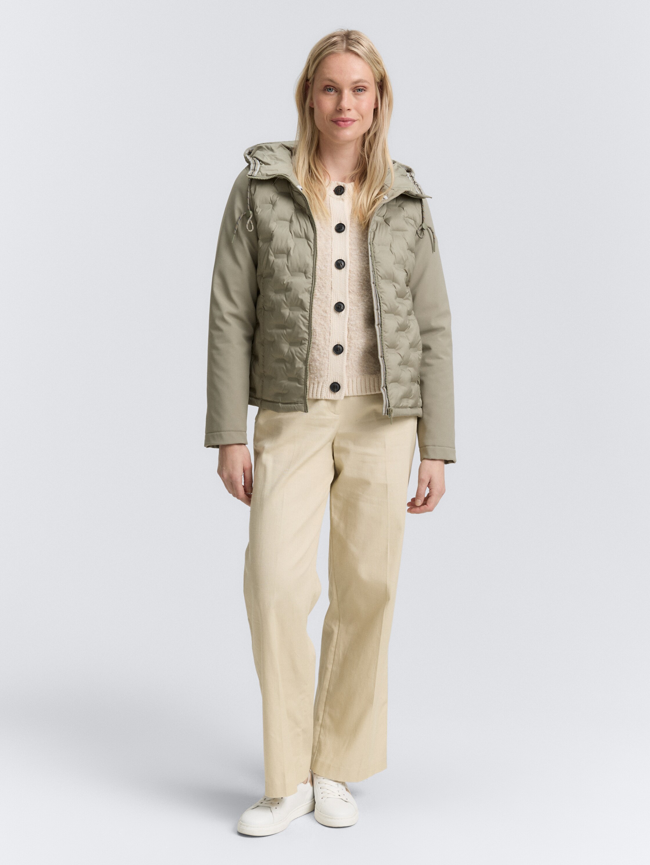 Veste matelassée hybride avec capuche - smoke_olive - 