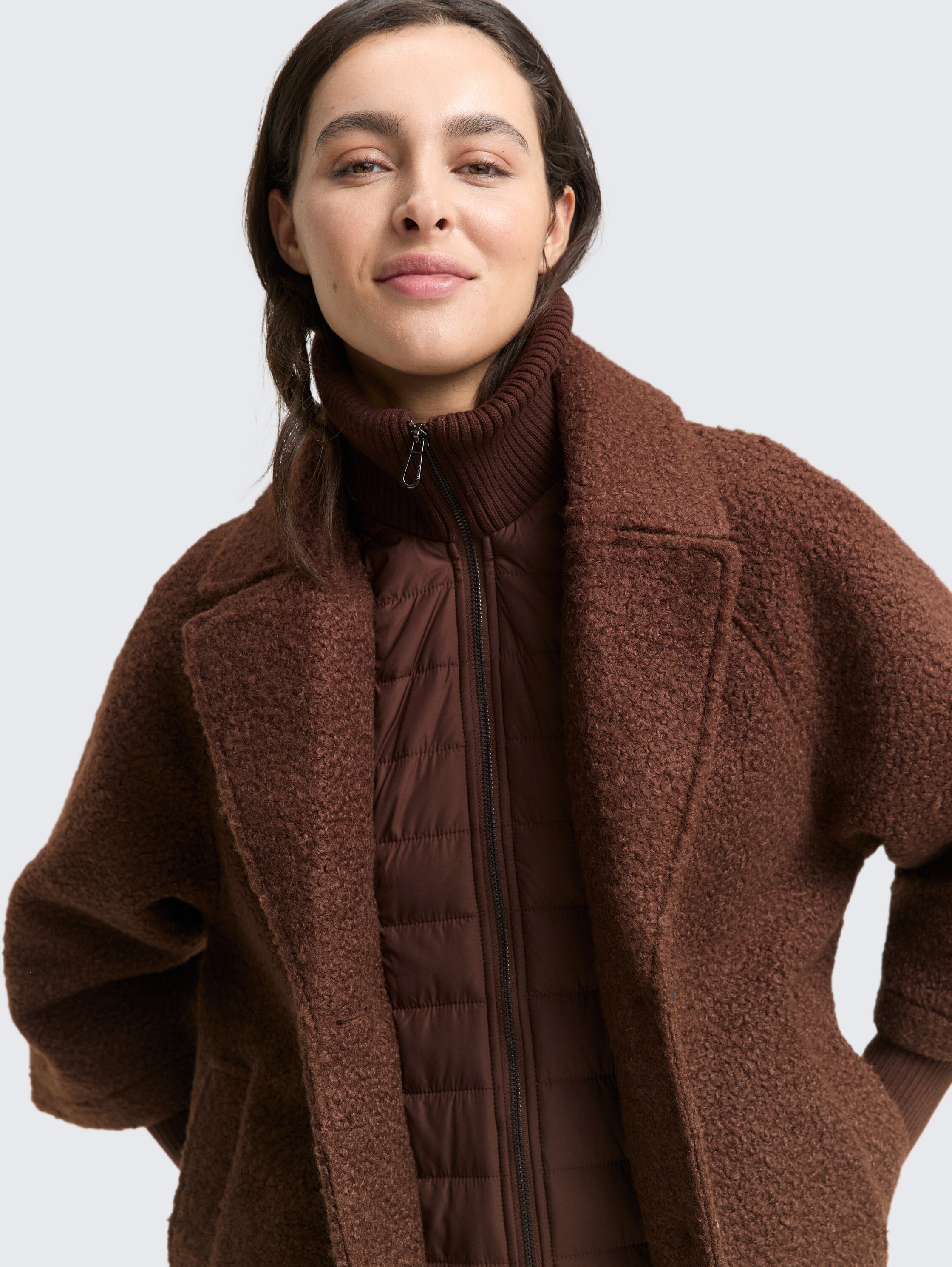 Bouclé capejas in 2-in-1-look - dark_pecan_brown - 