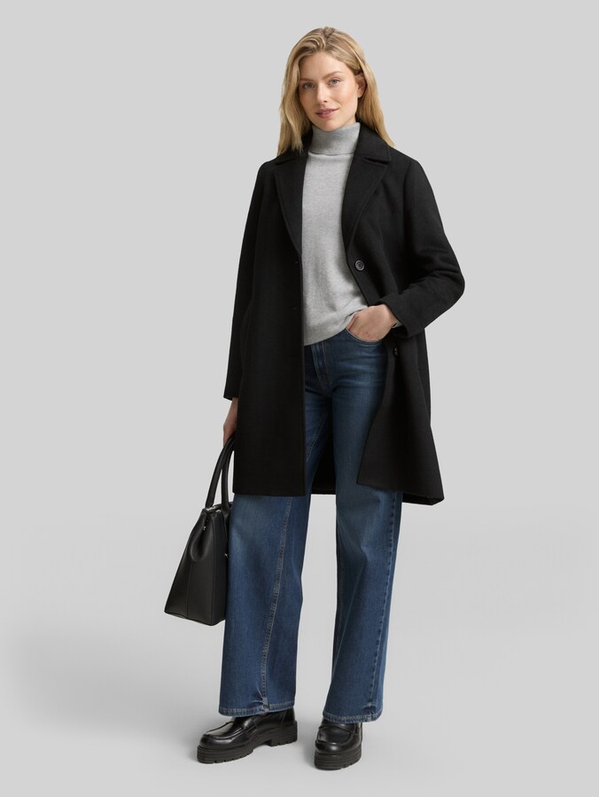 Manteau en laine avec poches par Women, deep black