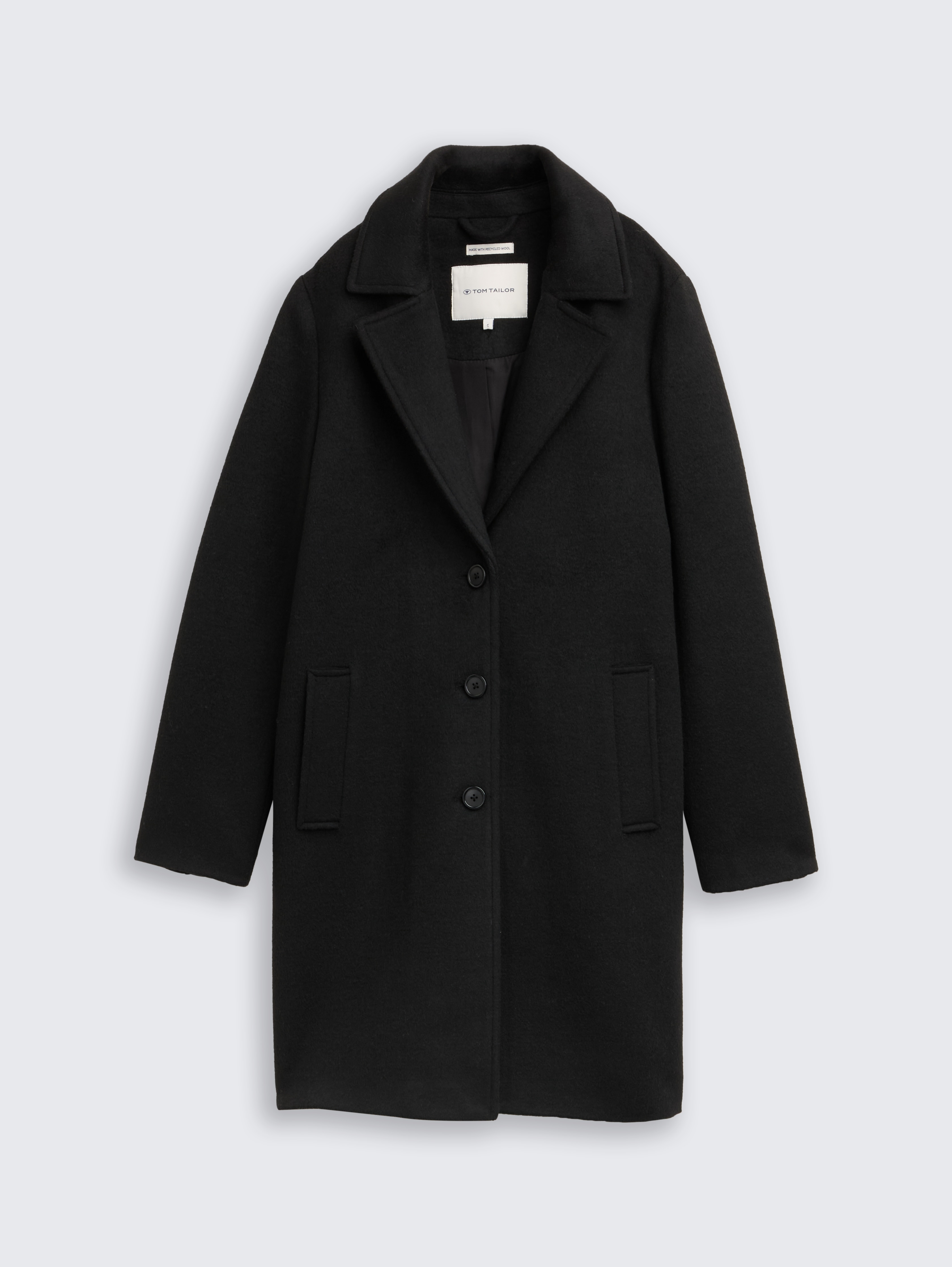 Bouclé wool coat with stand-up collar by Tom Tailor