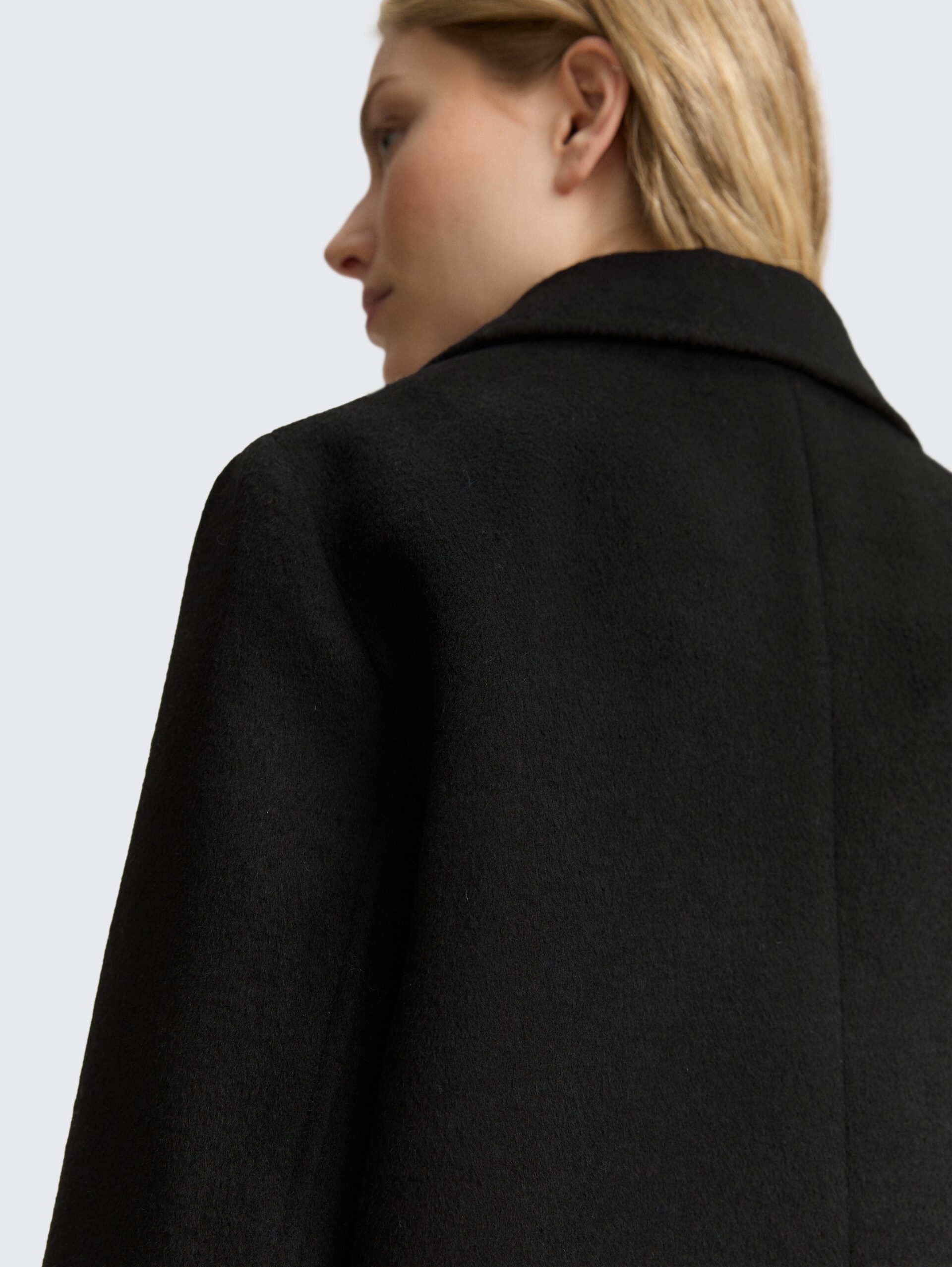 Wollmantel mit Eingriffstaschen - deep black - Detail-Model-Ansicht