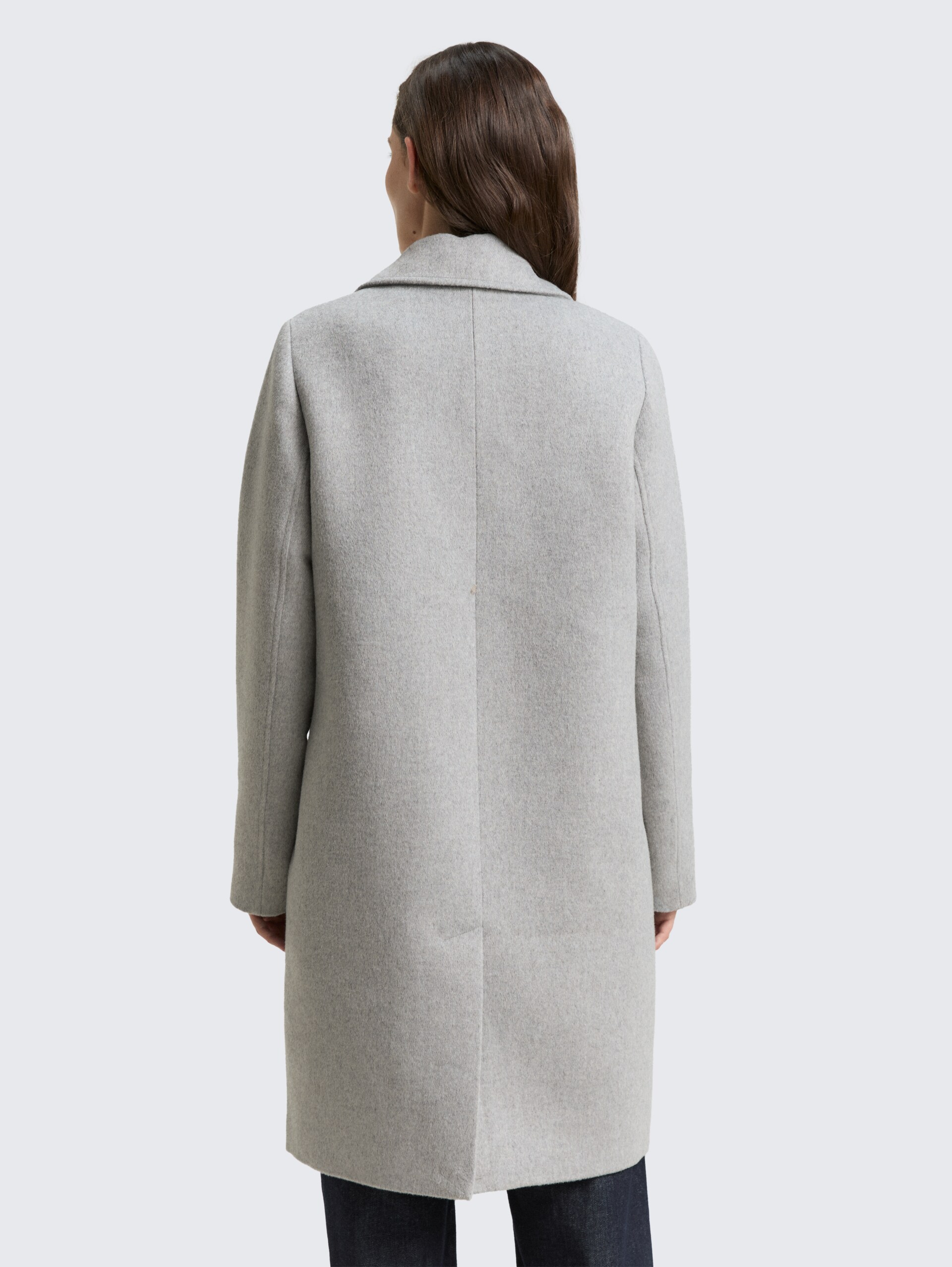 Wollmantel mit Eingriffstaschen - medium silver grey melange - Model-Rückansicht