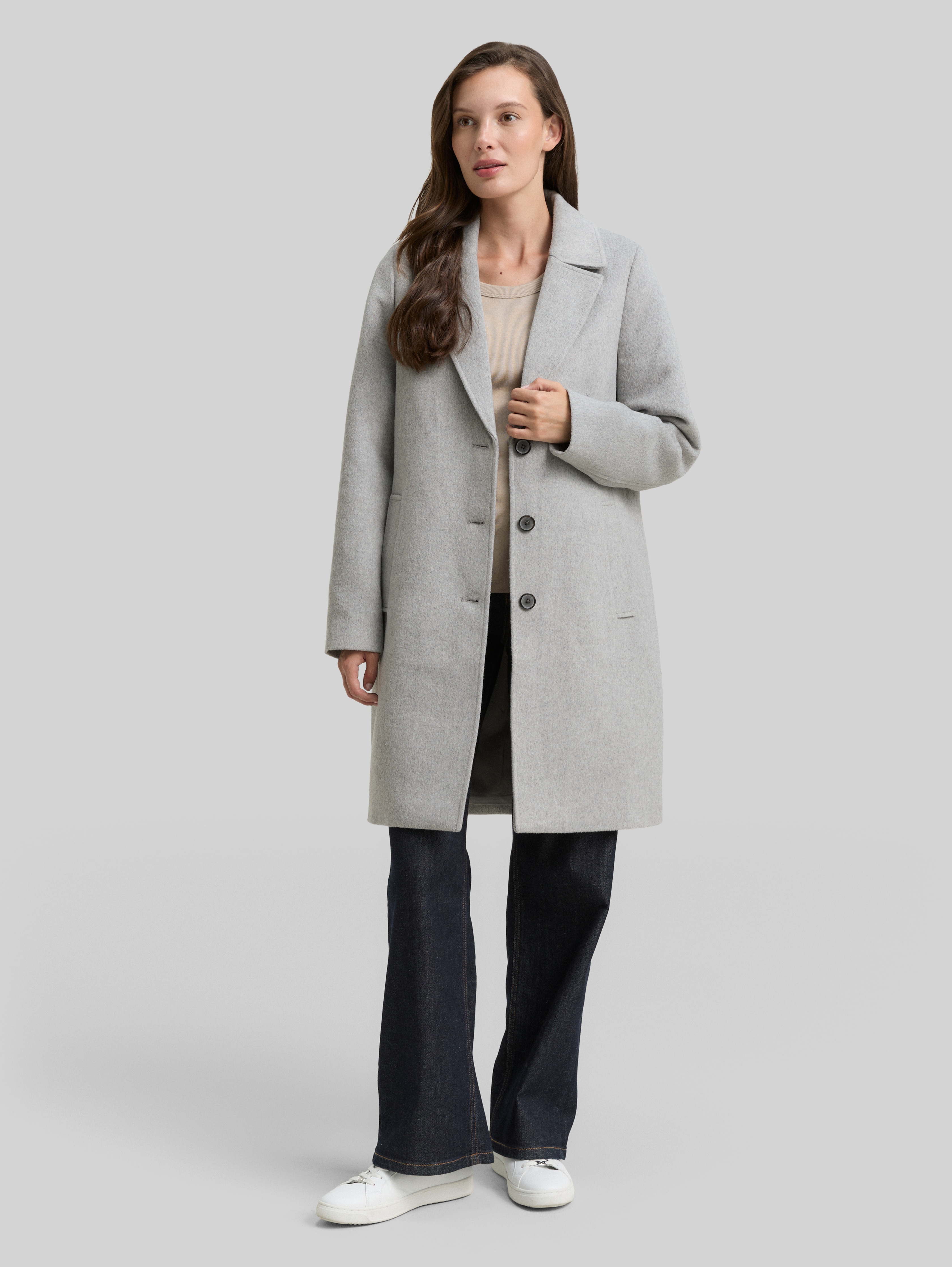 Wool coat with slit pockets in grey by Tom Tailor