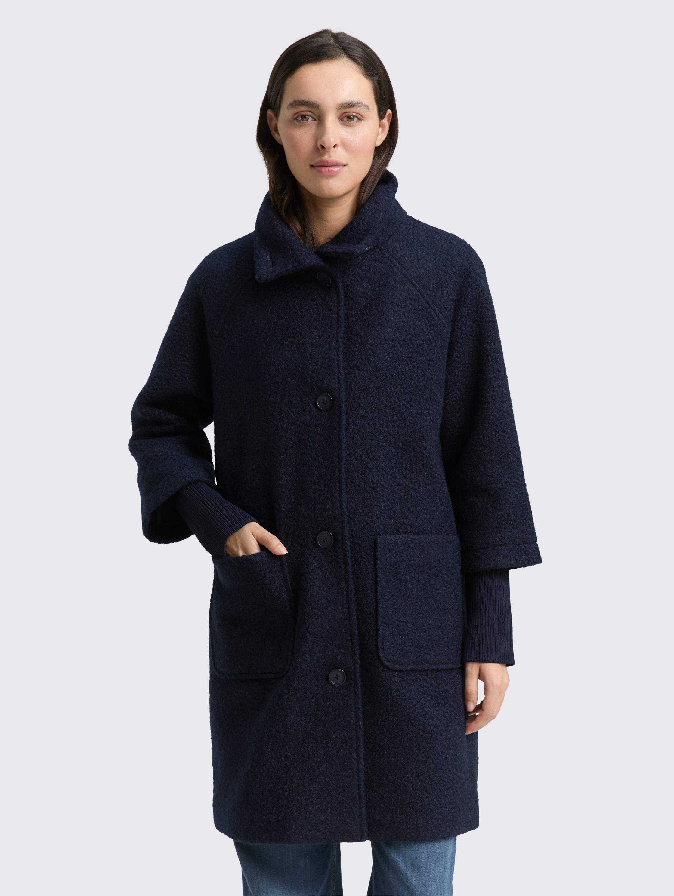 Bouclé coat with stand-up collar - sky_captain_blue_1 - 