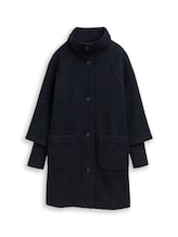 Ausgewählt, Bouclé Mantel mit Stehkragen von Tom Tailor, blau