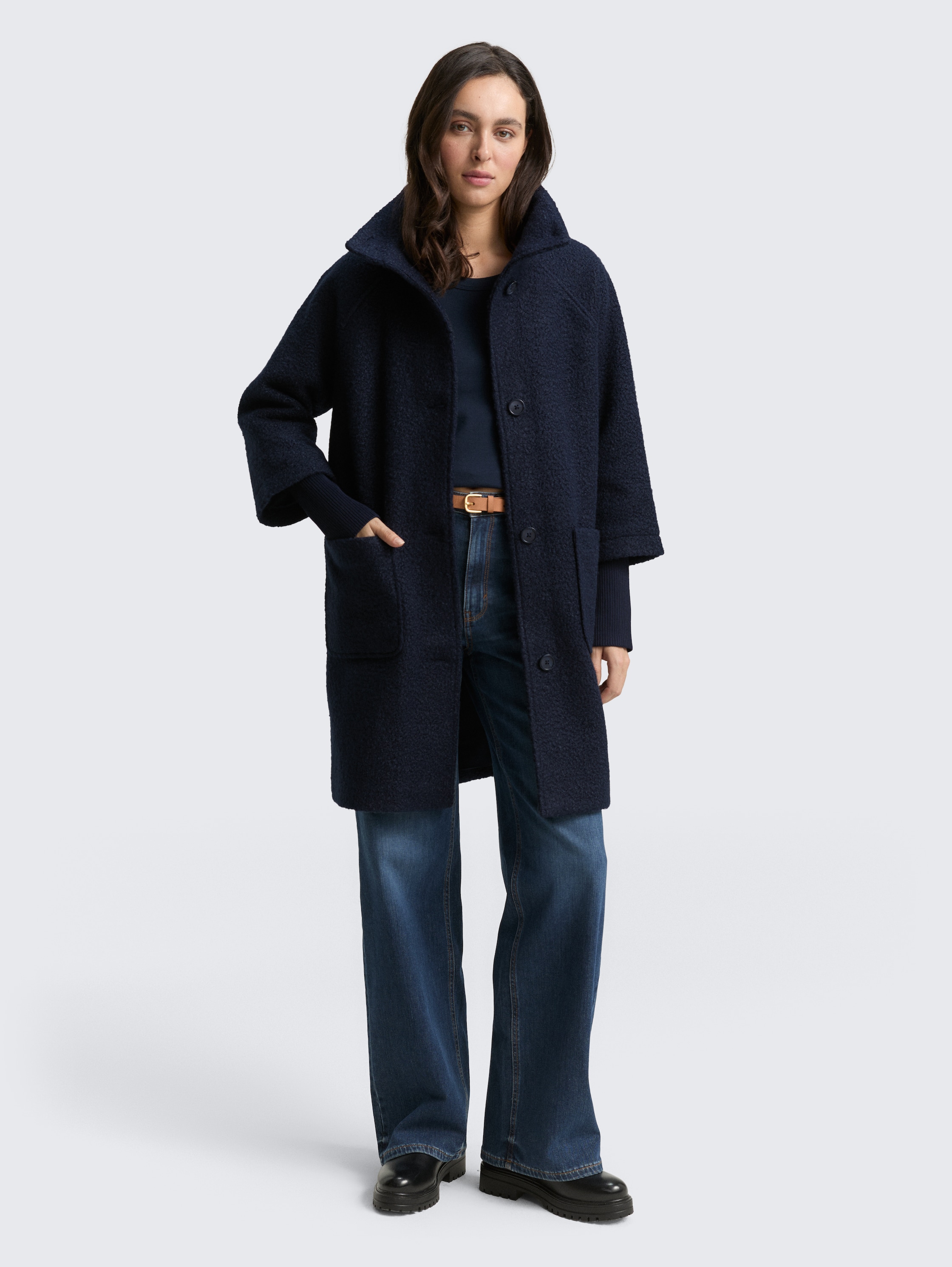 Bouclé coat with stand-up collar - sky_captain_blue_1 - 