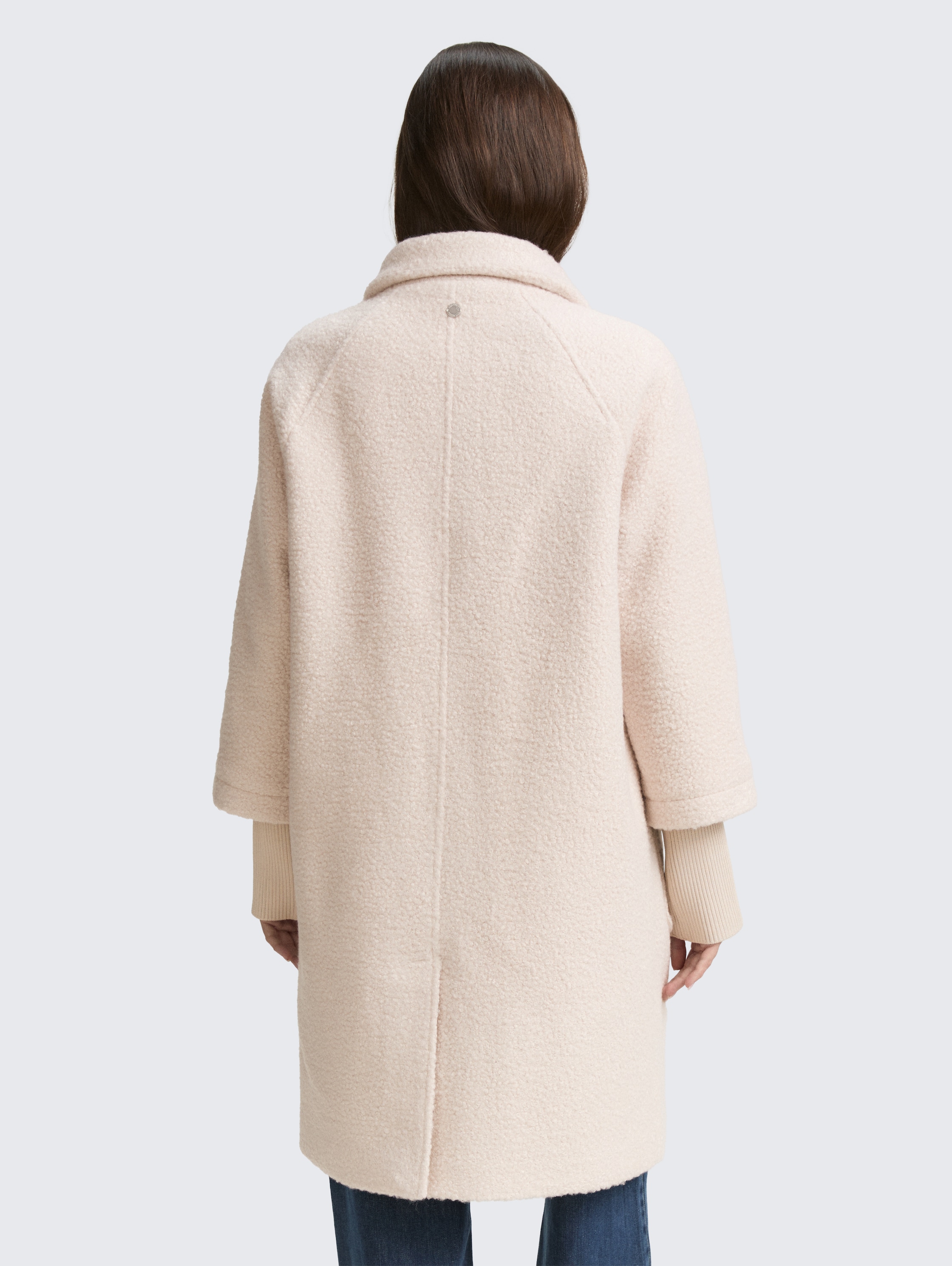 Bouclé Mantel mit Stehkragen - cold_beige - 