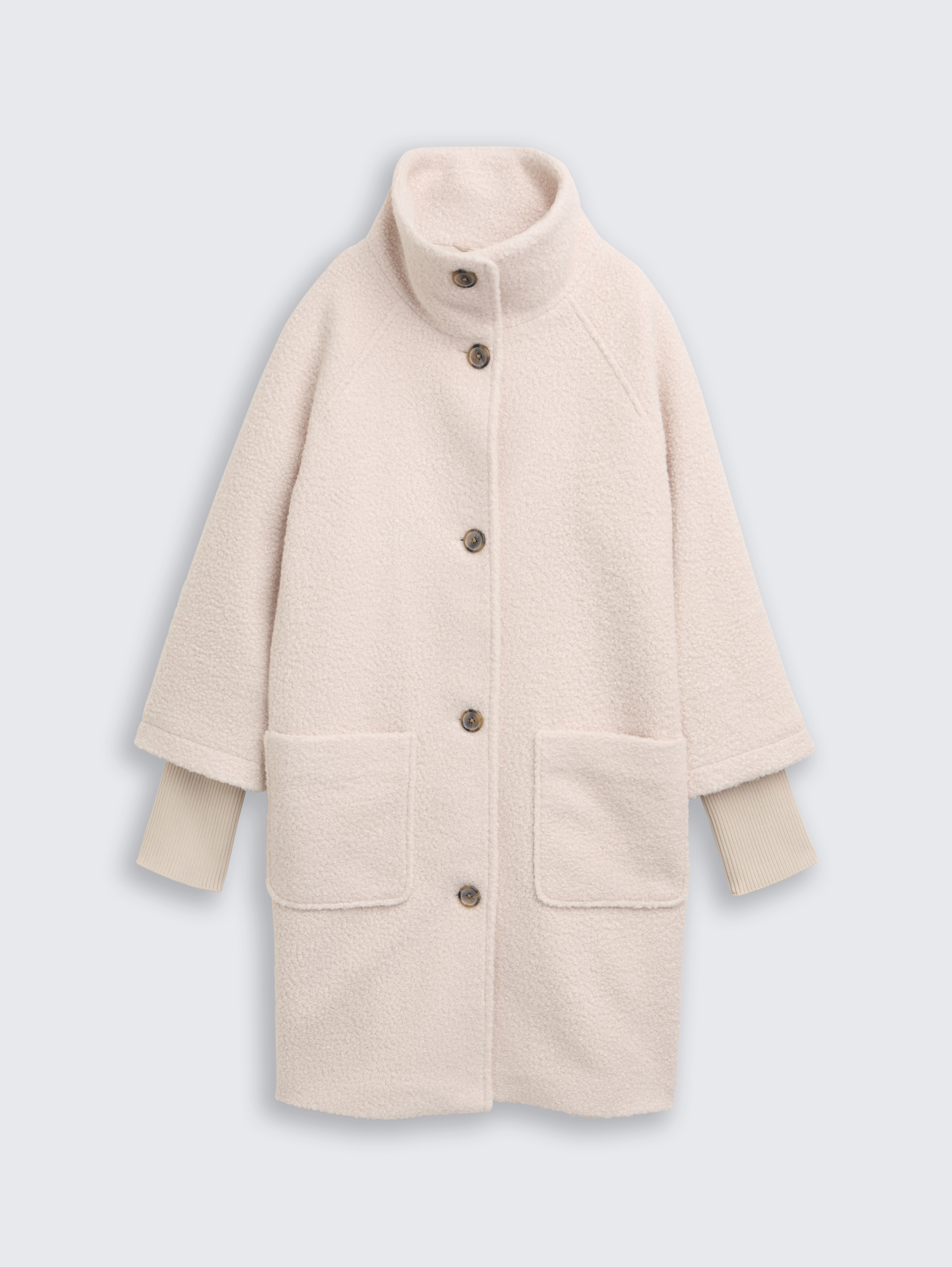 Bouclé Mantel mit Stehkragen von Women, cold beige