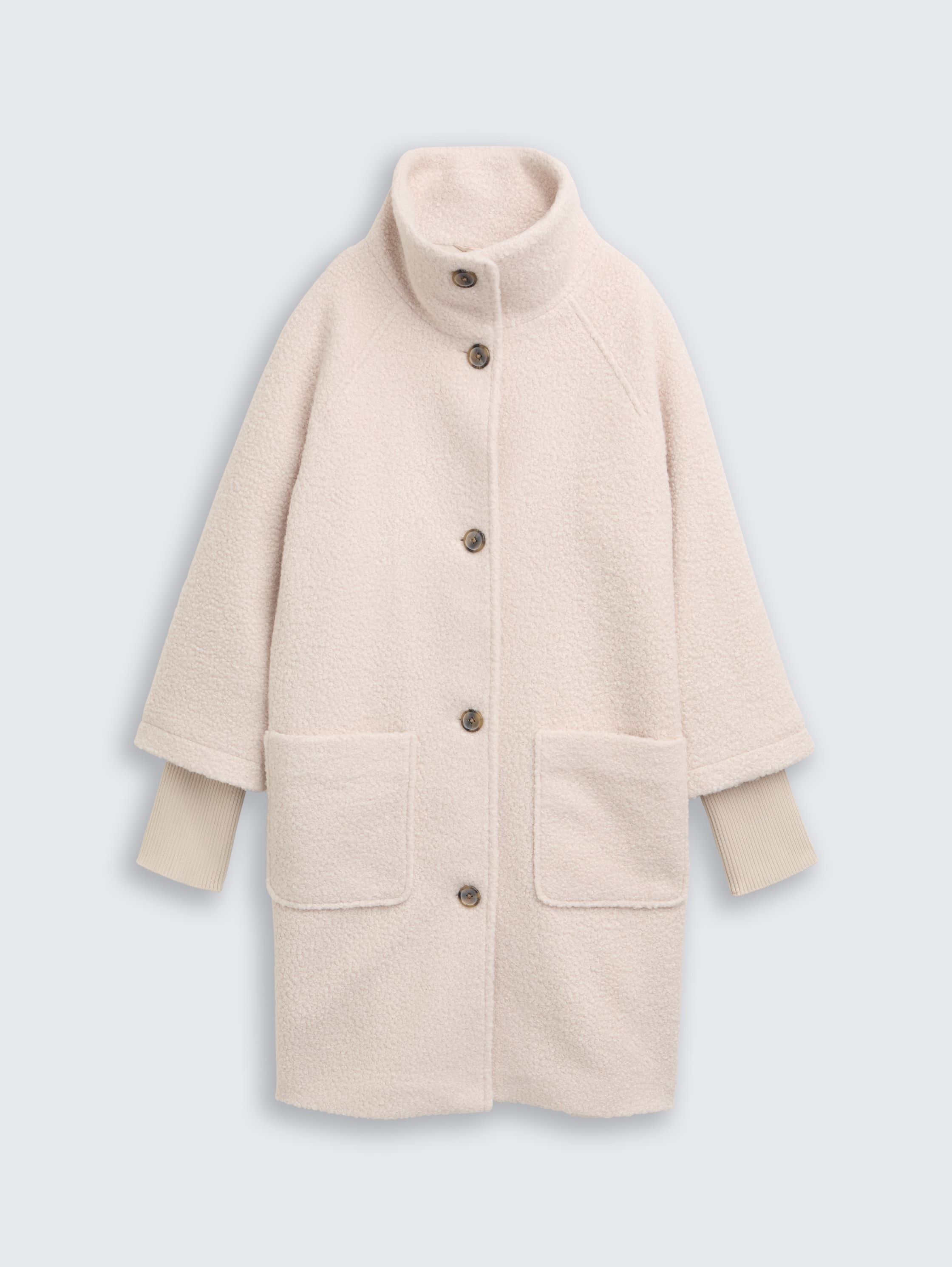 Bouclé Mantel mit Stehkragen - cold_beige - 
