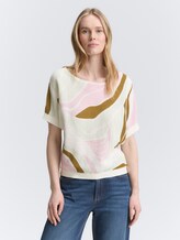 Pull tricoté avec motif - Whisper White - Découpe Vue de face du modèle