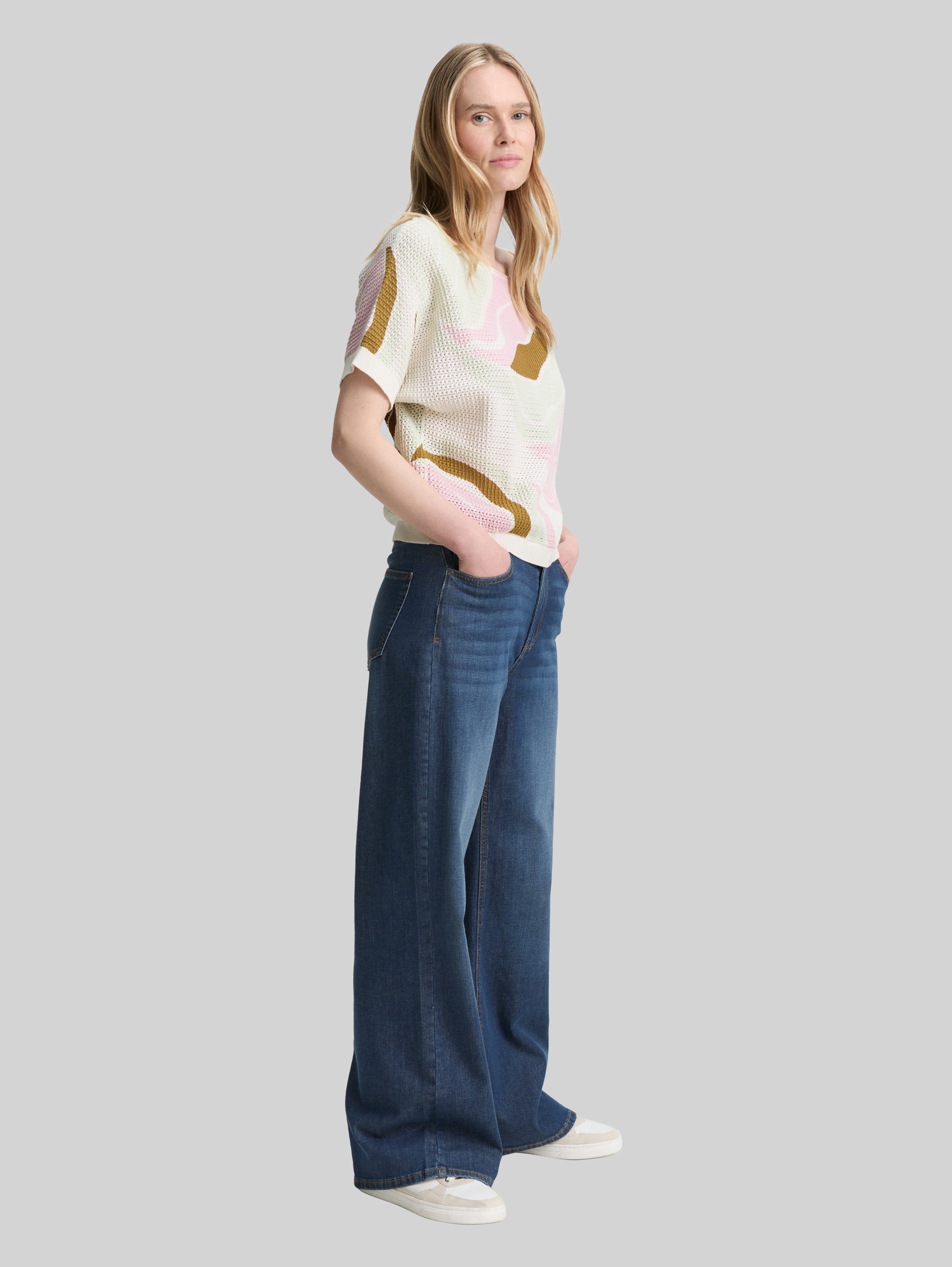 TOM TAILOR Denim Damen Strickpullover Mit Streifen – Regular Fit, Aus Recyceltem Polyester | Mit BE PART-Hangtag