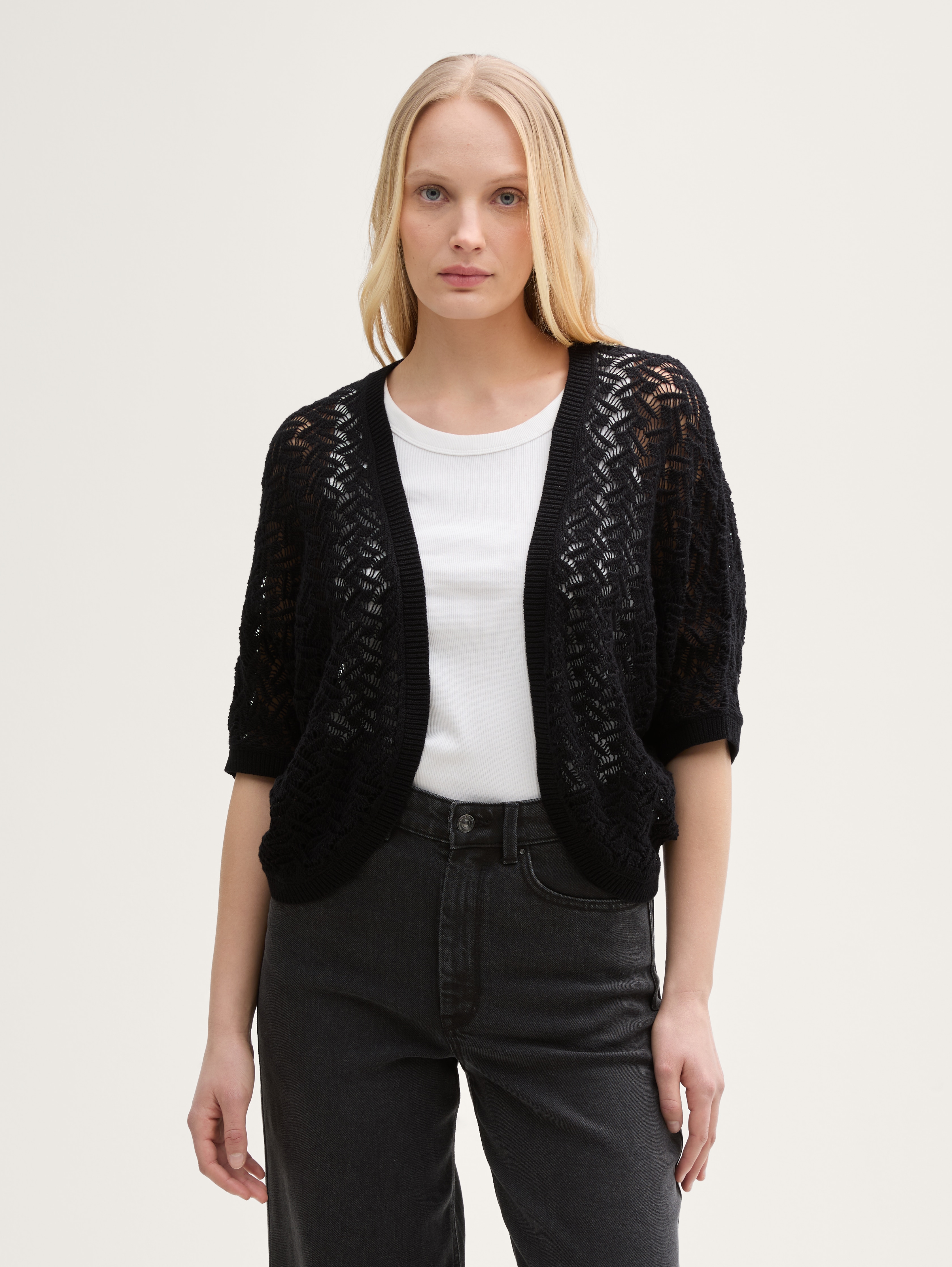 売れ筋商品|||トムテイラー ニット&セーター レディース アウター SHORT BOLERO - Cardigan - deep black Bolero Cardigan by Tom Tailor