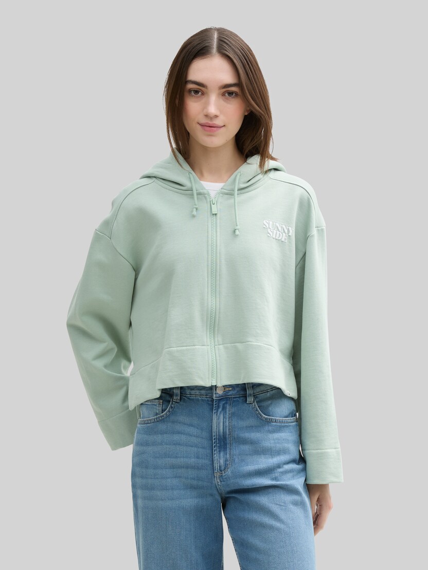 Oversize Hoodie Sweatjacke mit Print von Denim Female, Fresh Mint Green