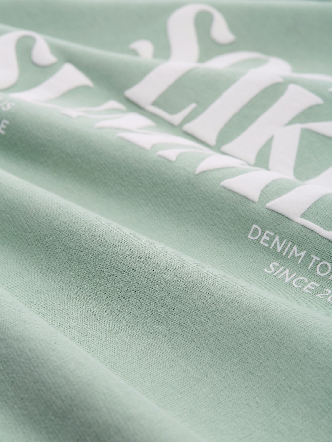 Oversize Hoodie Sweatjacke mit Print - Fresh Mint Green - Material-Ansicht