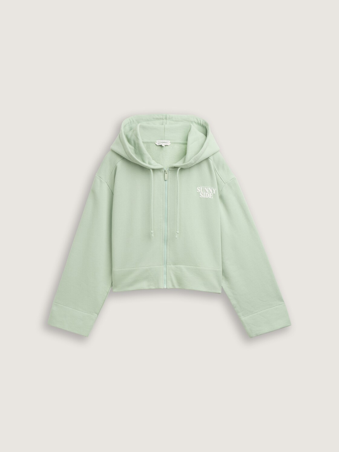 Oversize Hoodie Sweatjacke mit Print - Fresh Mint Green - Vorder-Produkt-Ansicht