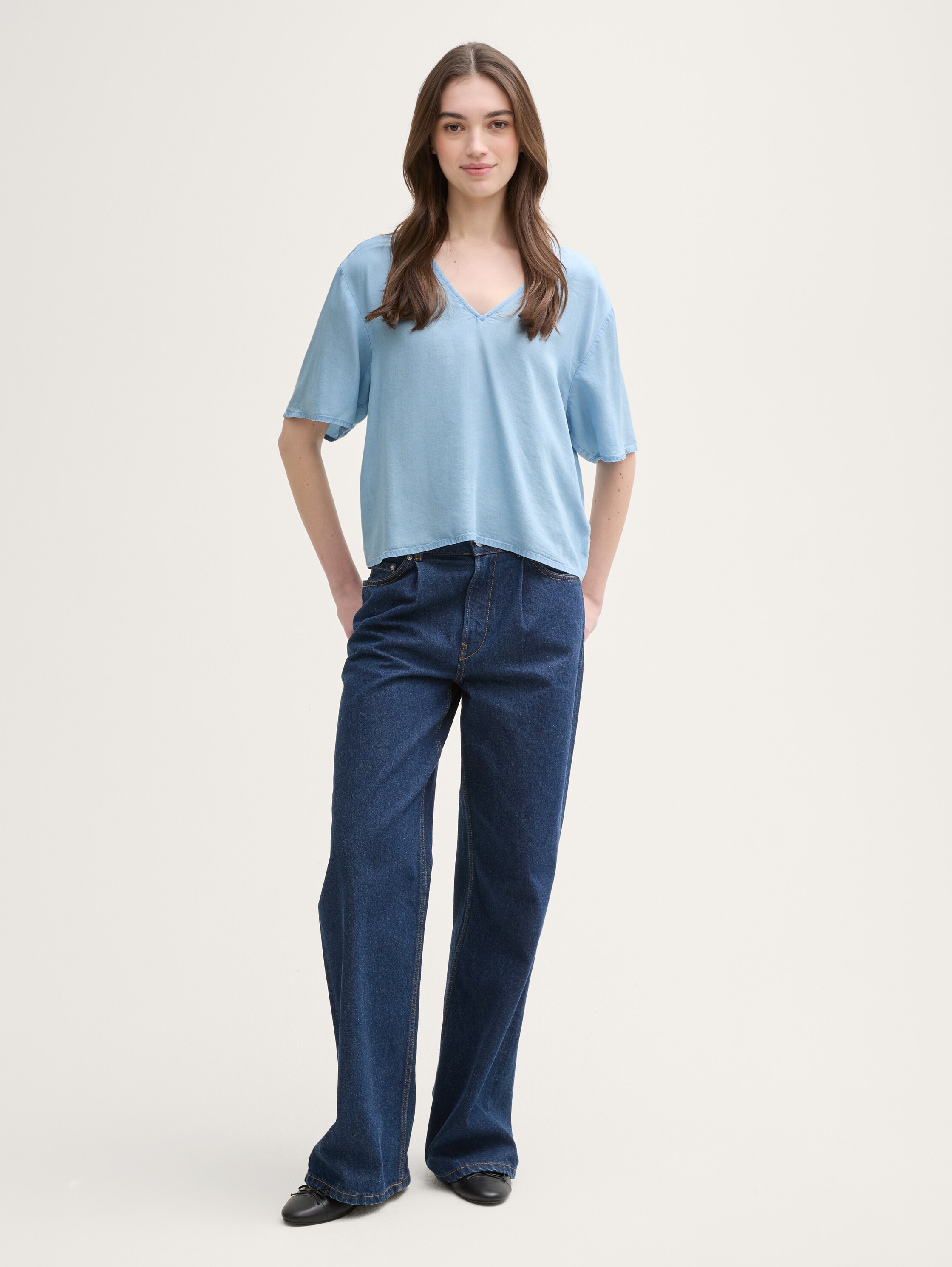 Loose Fit Bluse - light_stone_bright_blue_denim - 