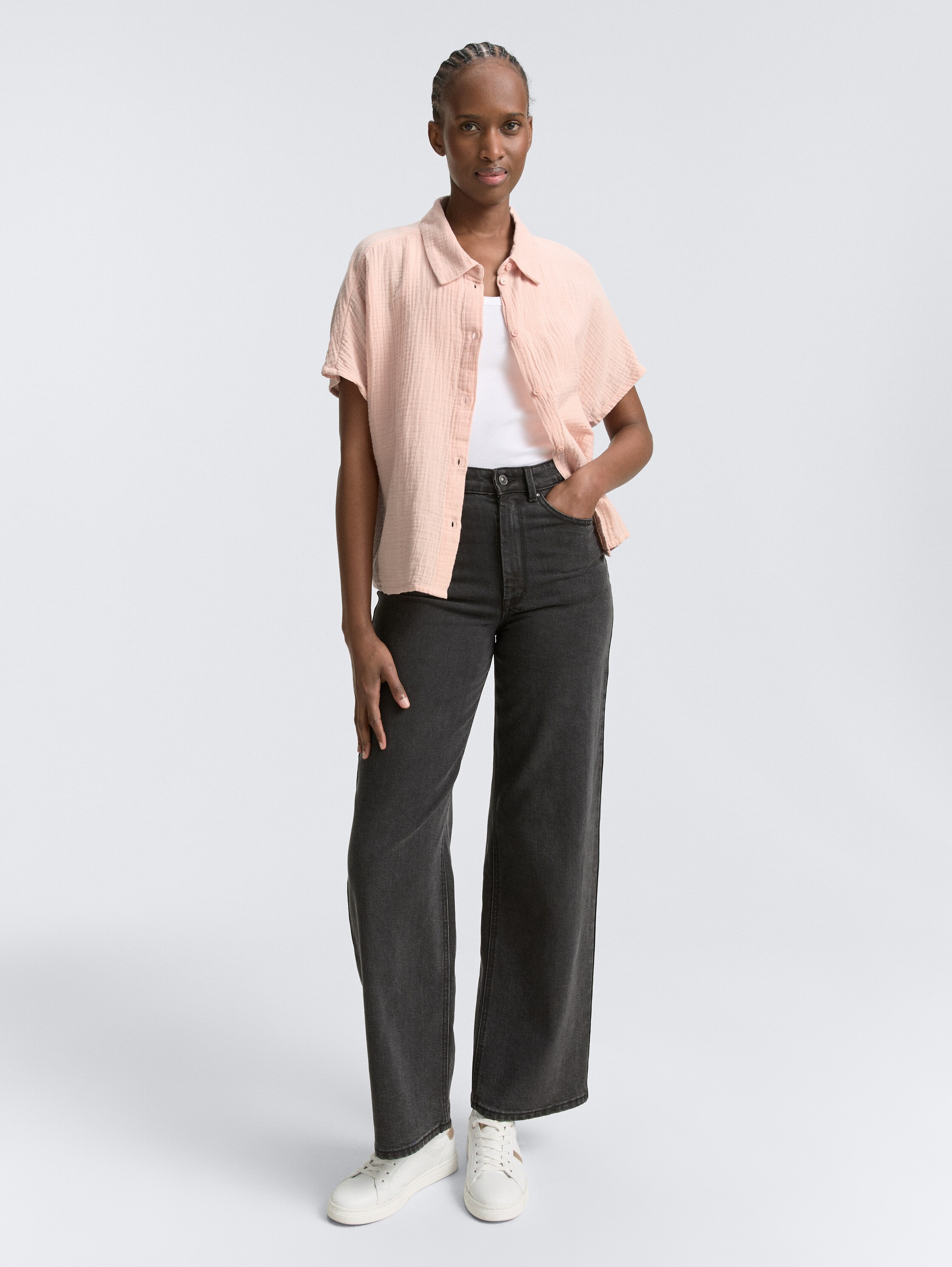 Boxy Fit Musselin Bluse - rose_smoke - 