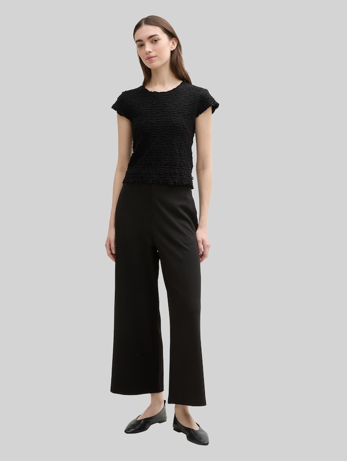 Cropped Crinkle Bluse von Denim Female, deep black