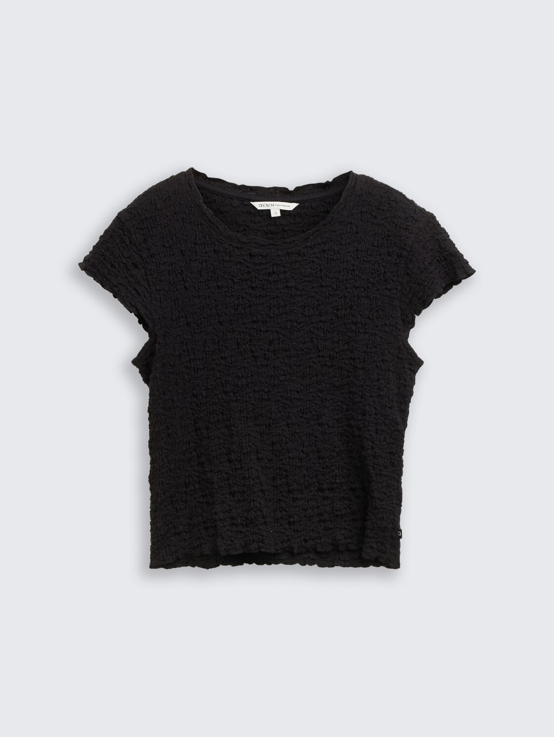 Cropped Crinkle Bluse - deep black - Vorder-Produkt-Ansicht