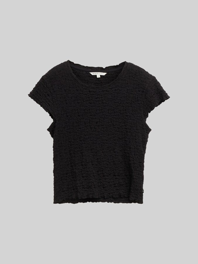 Chemisier cropped crinkle par Denim Female, deep black