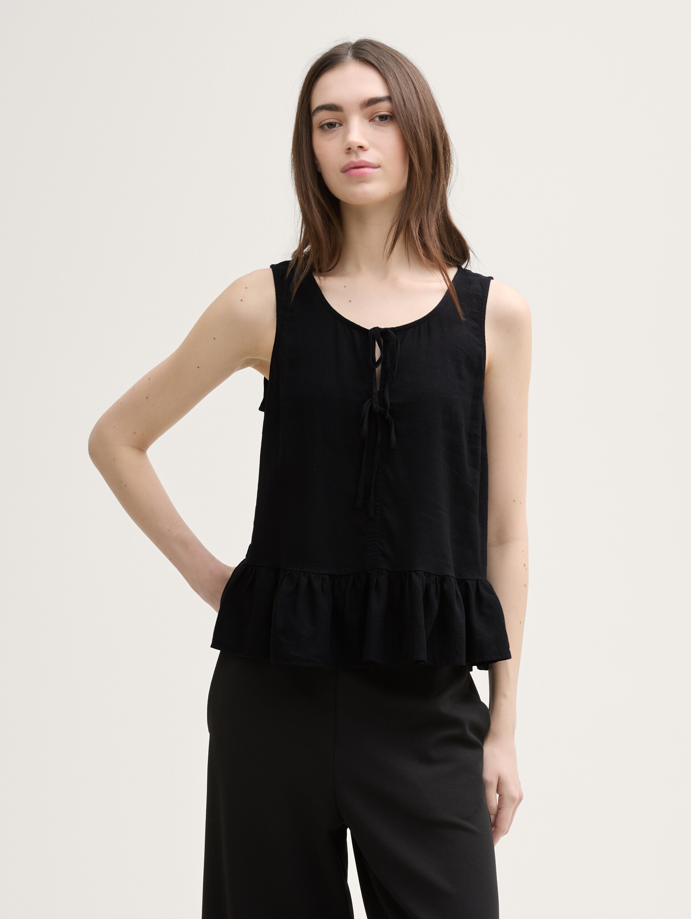 Blusentop mit Leinenanteil - deep_black_1 - 