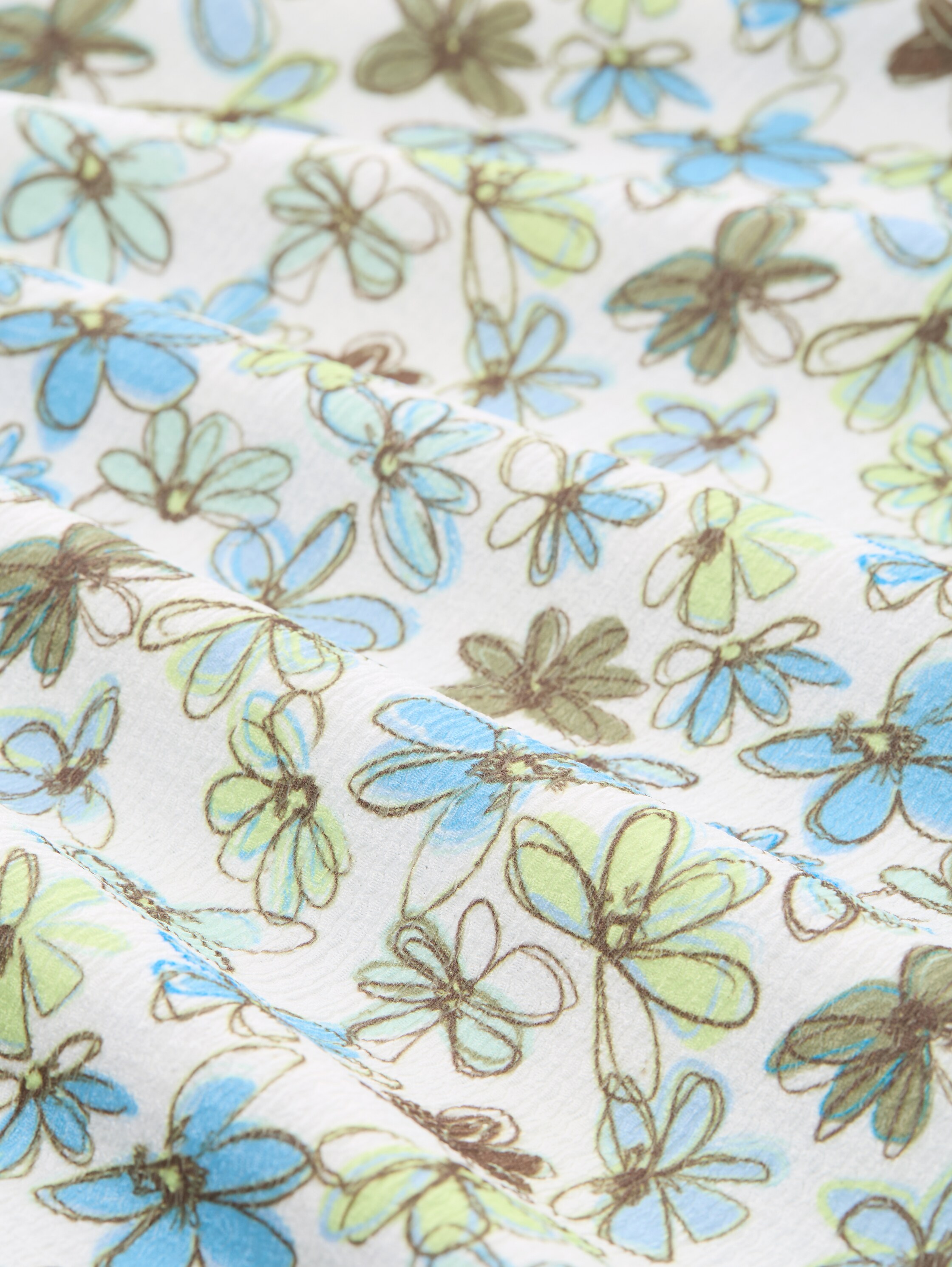 Mini-Kleid mit Muster - white_green_blue_flower_print - 