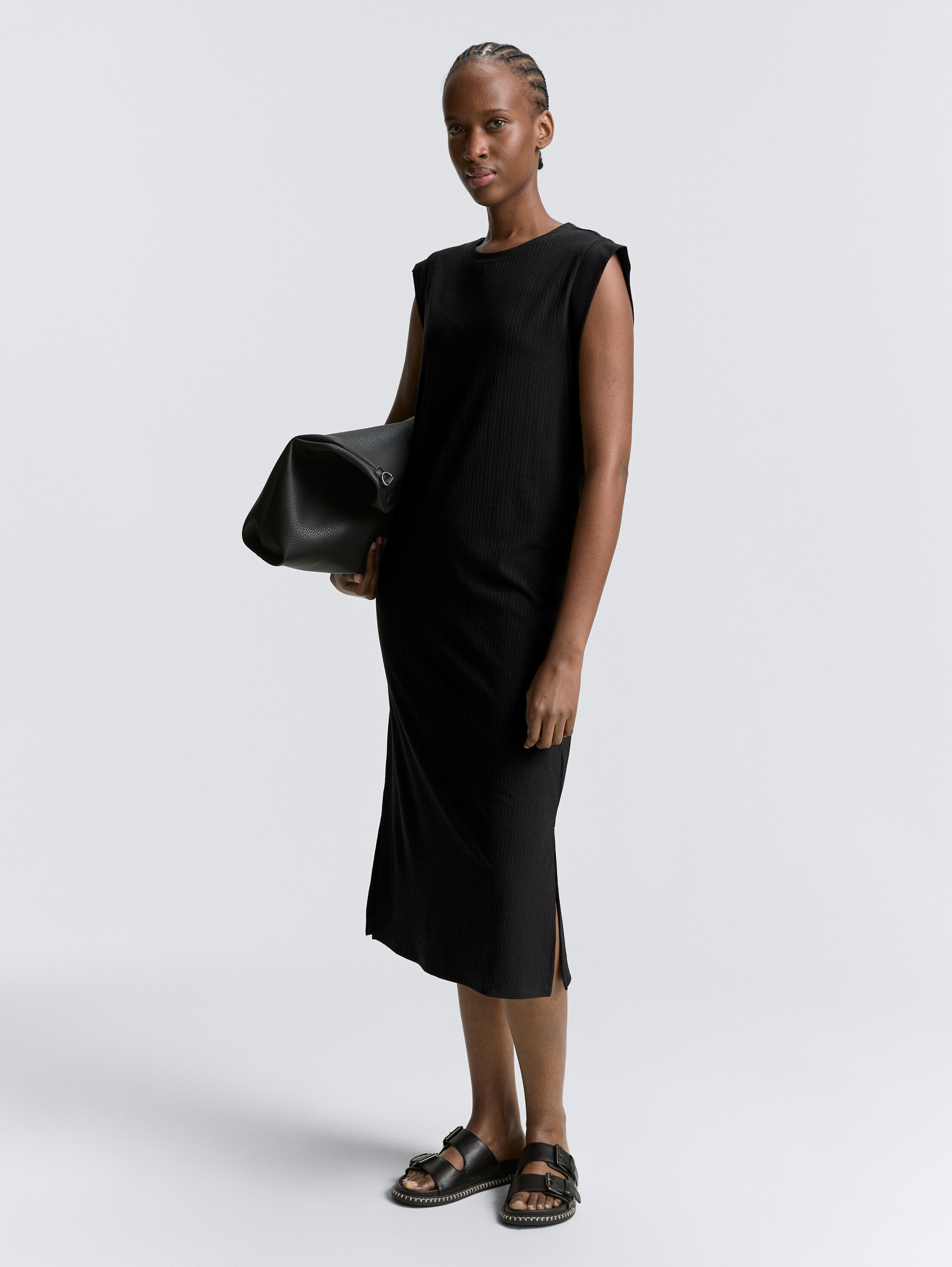 Midi T-shirt dress - deep_black_1 - 