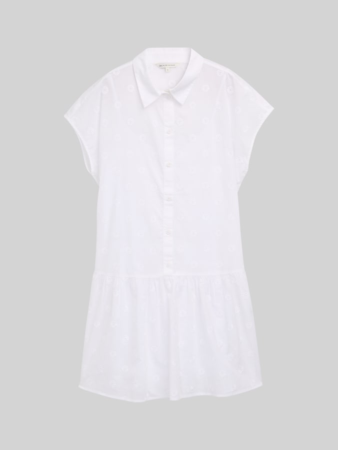 Mini blouse dress with embroidery by Denim Female, White
