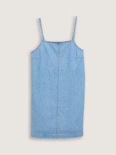 Mini-robe en jean avec poches - Used Bleached Blue Denim - Vue de face du produit