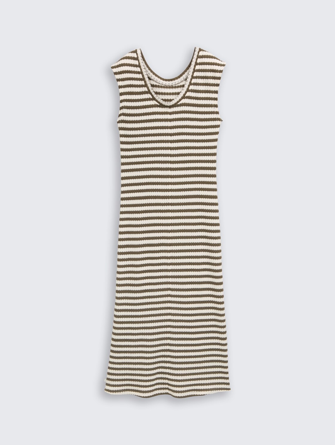 Midi dress with a striped pattern - olive white stripe - Front product view