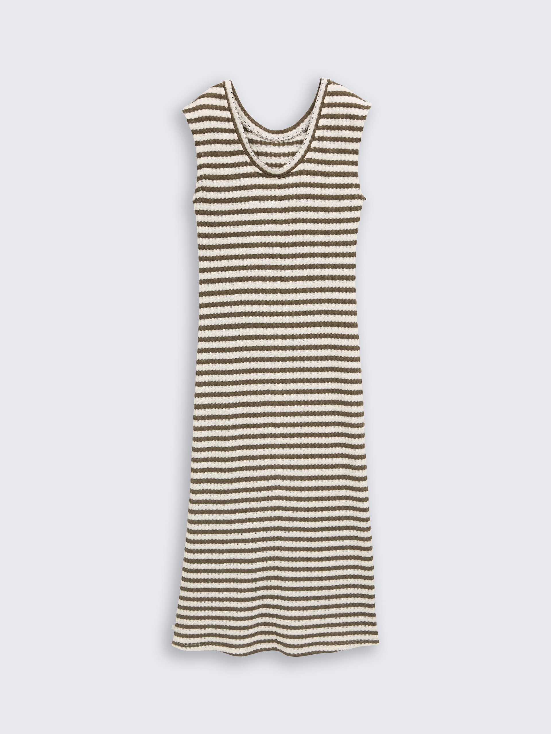 Midi-Kleid mit Streifenmuster - olive white stripe - Vorder-Produkt-Ansicht