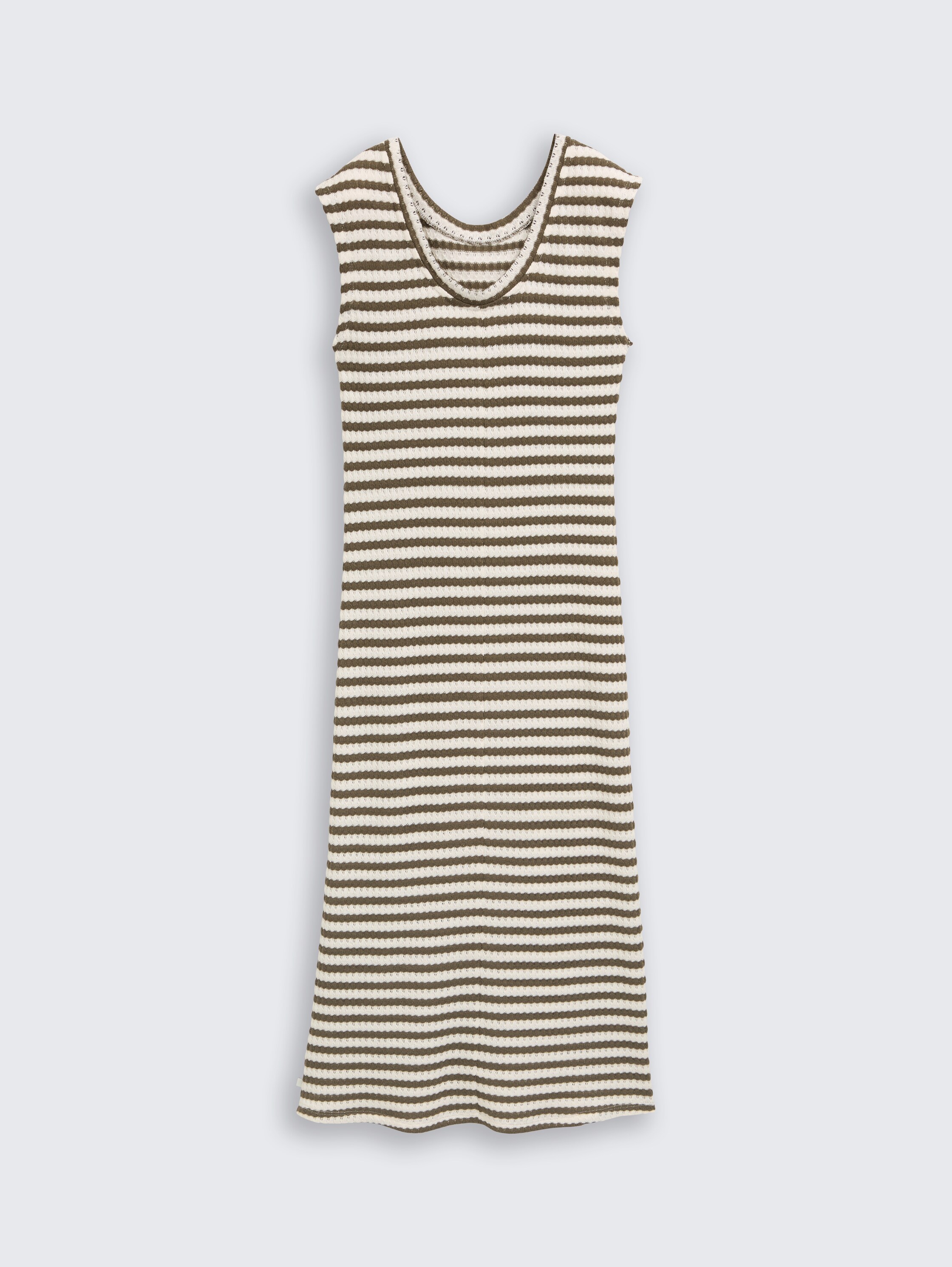 Midi-Kleid mit Streifenmuster - olive_white_stripe - 