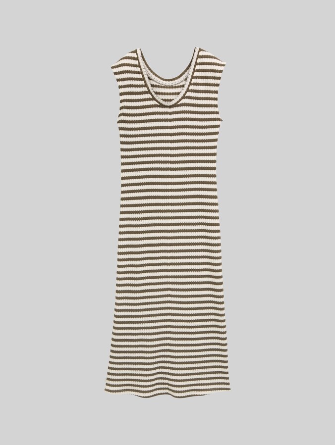 Midi-jurk met gestreept patroon door Denim Female, olive white stripe