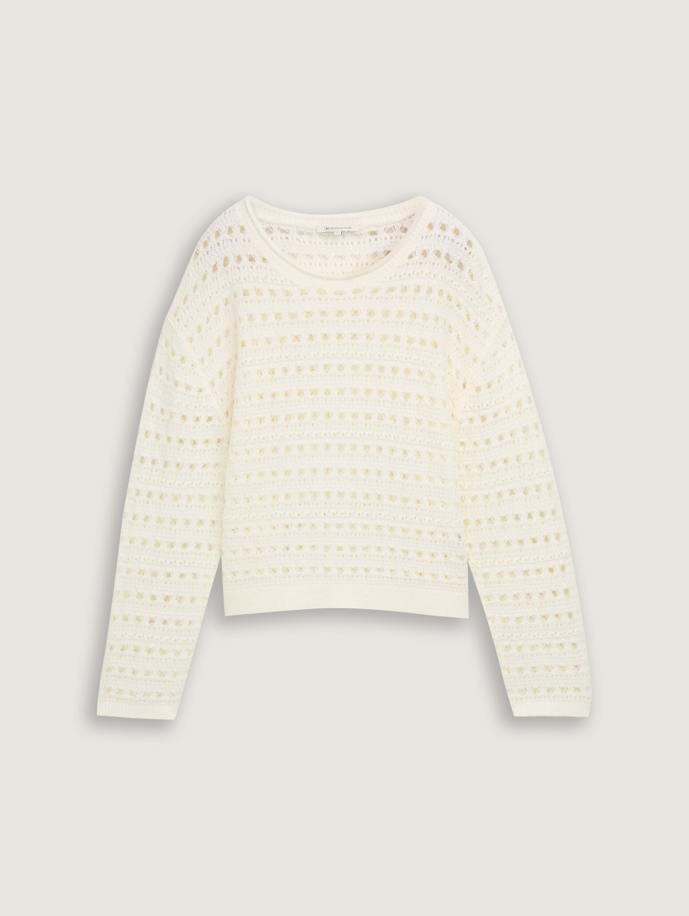 Relaxed Fit Strickpullover mit Lochmuster - off_white_1 - 