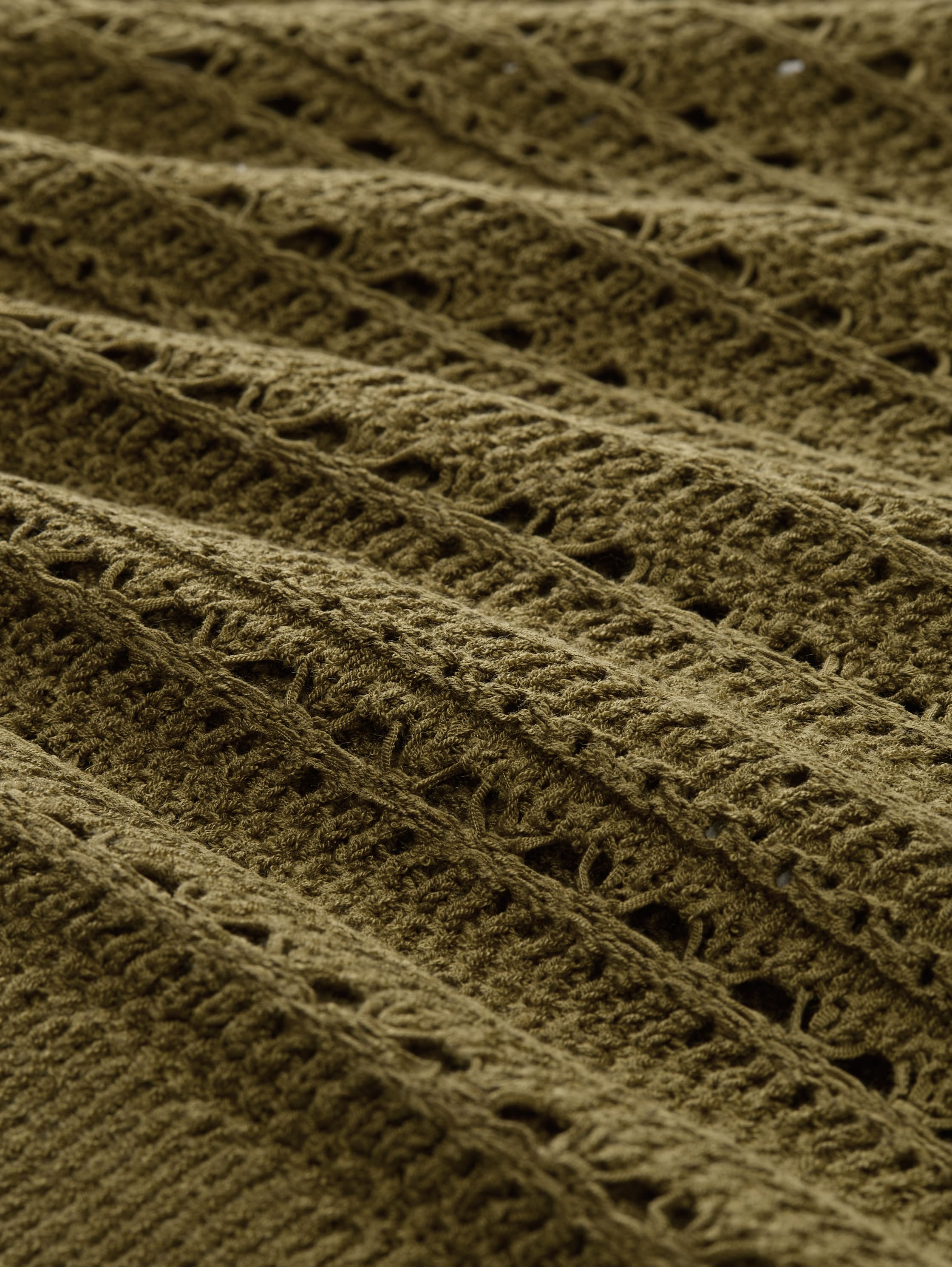 Relaxed Fit Strickpullover mit Lochmuster - warm_moss_green - 