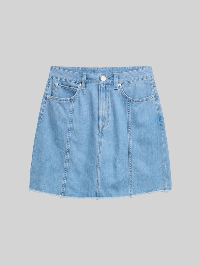 Mini denim skirt by Denim Female, Used Bleached Blue Denim