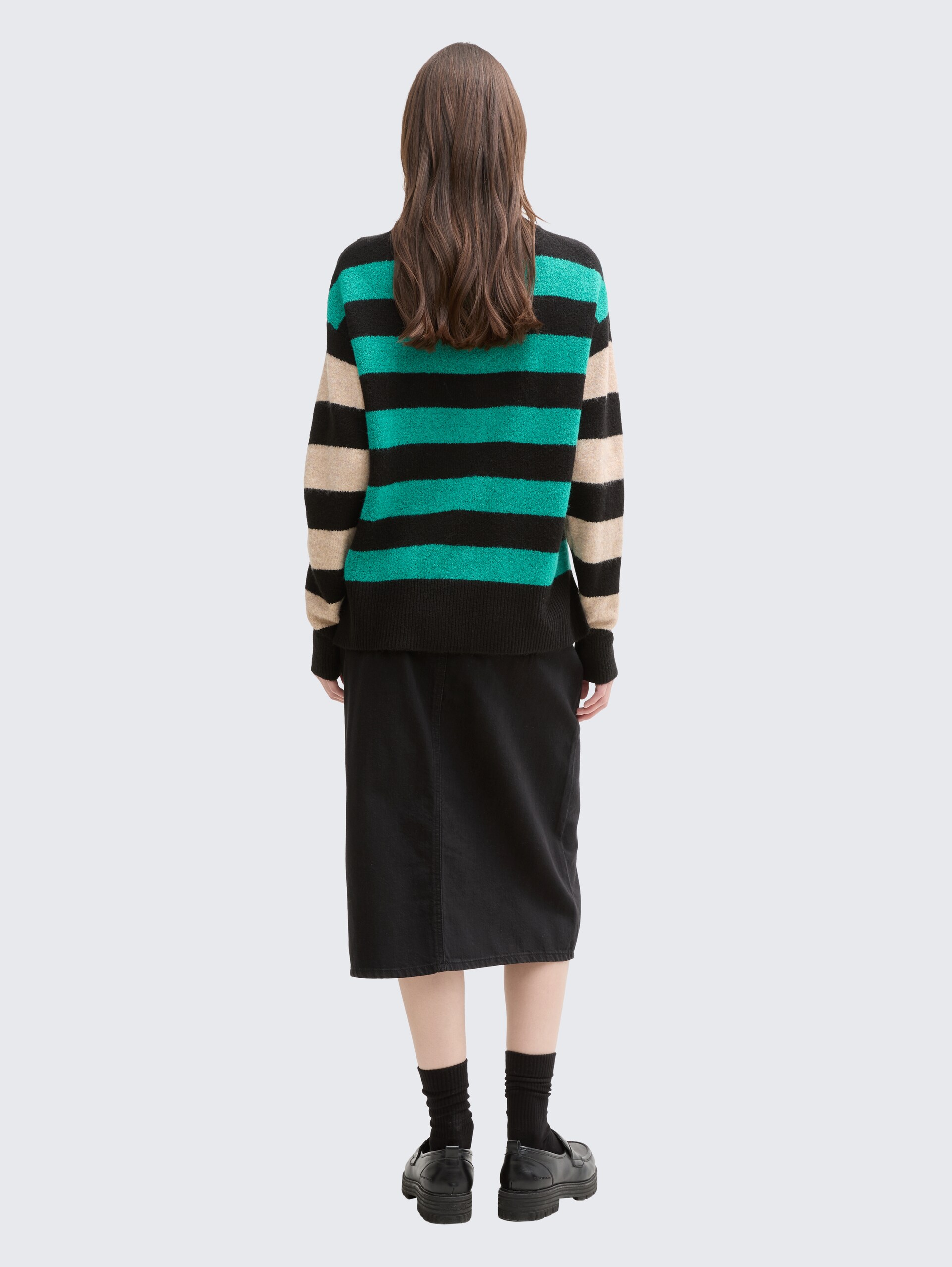 Midi-Jeansrock mit Schlitz - deep black - Auschnitt Model-Rückansicht
