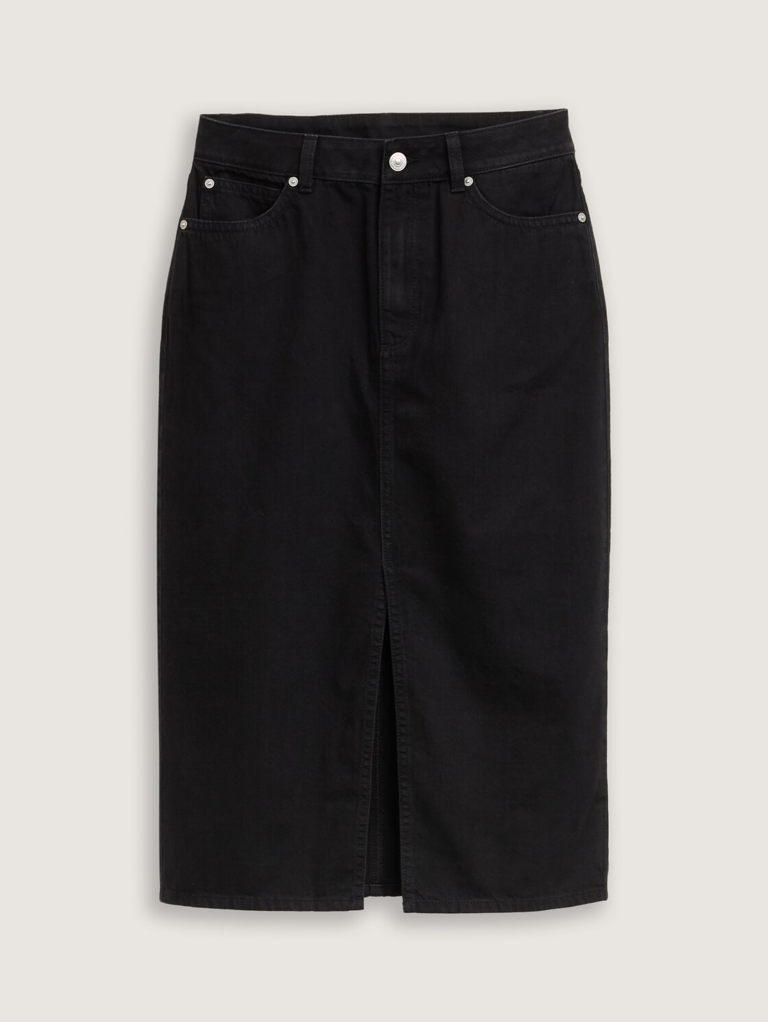 Midi-Jeansrock mit Schlitz - deep black - Vorder-Produkt-Ansicht