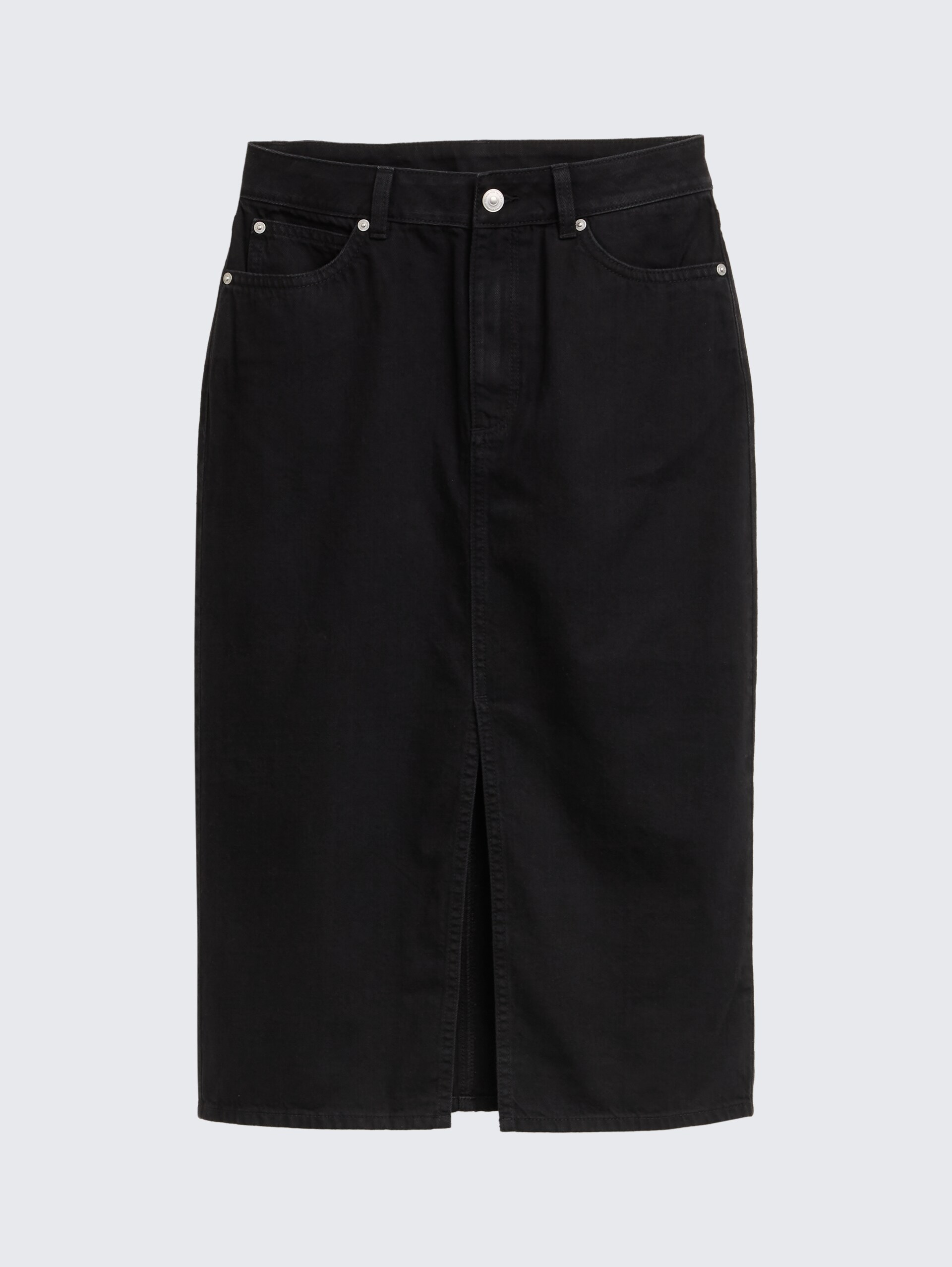Midi-Jeansrock mit Schlitz - deep black - Vorder-Produkt-Ansicht