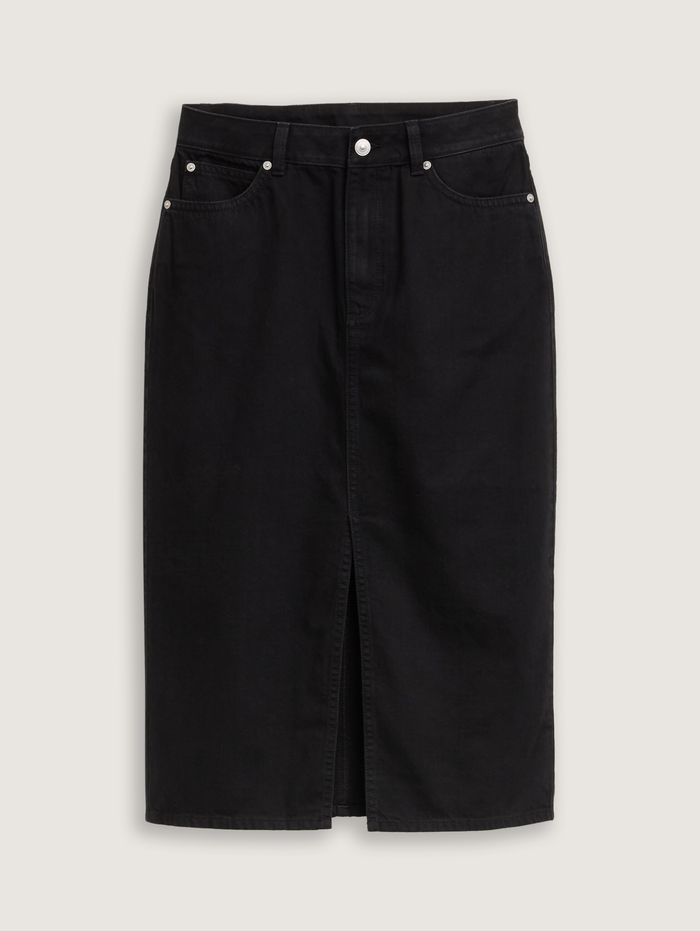 Midi-Jeansrock mit Schlitz - deep_black_1 - Vorder-Produkt-Ansicht