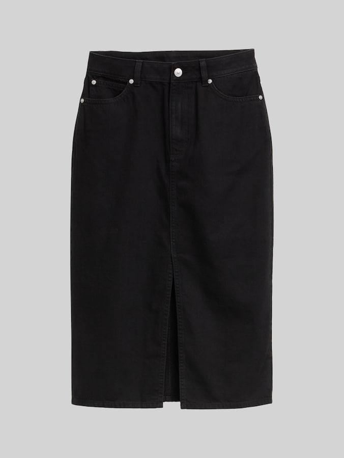 Midi-Jeansrock mit Schlitz von Denim Female, deep black