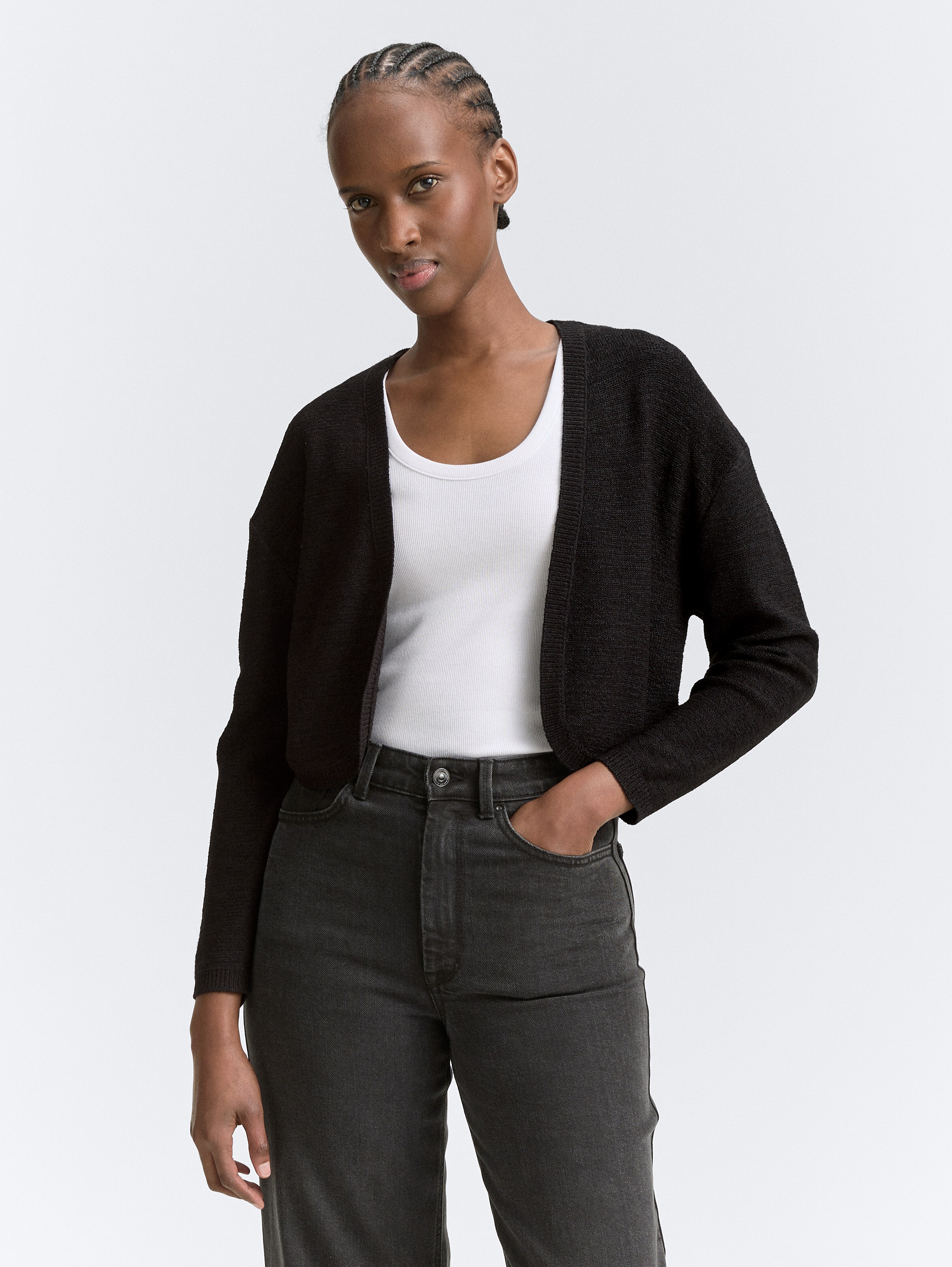 売れ筋商品|||トムテイラー ニット&セーター レディース アウター SHORT BOLERO - Cardigan - deep black Bolero Cardigan by Tom Tailor
