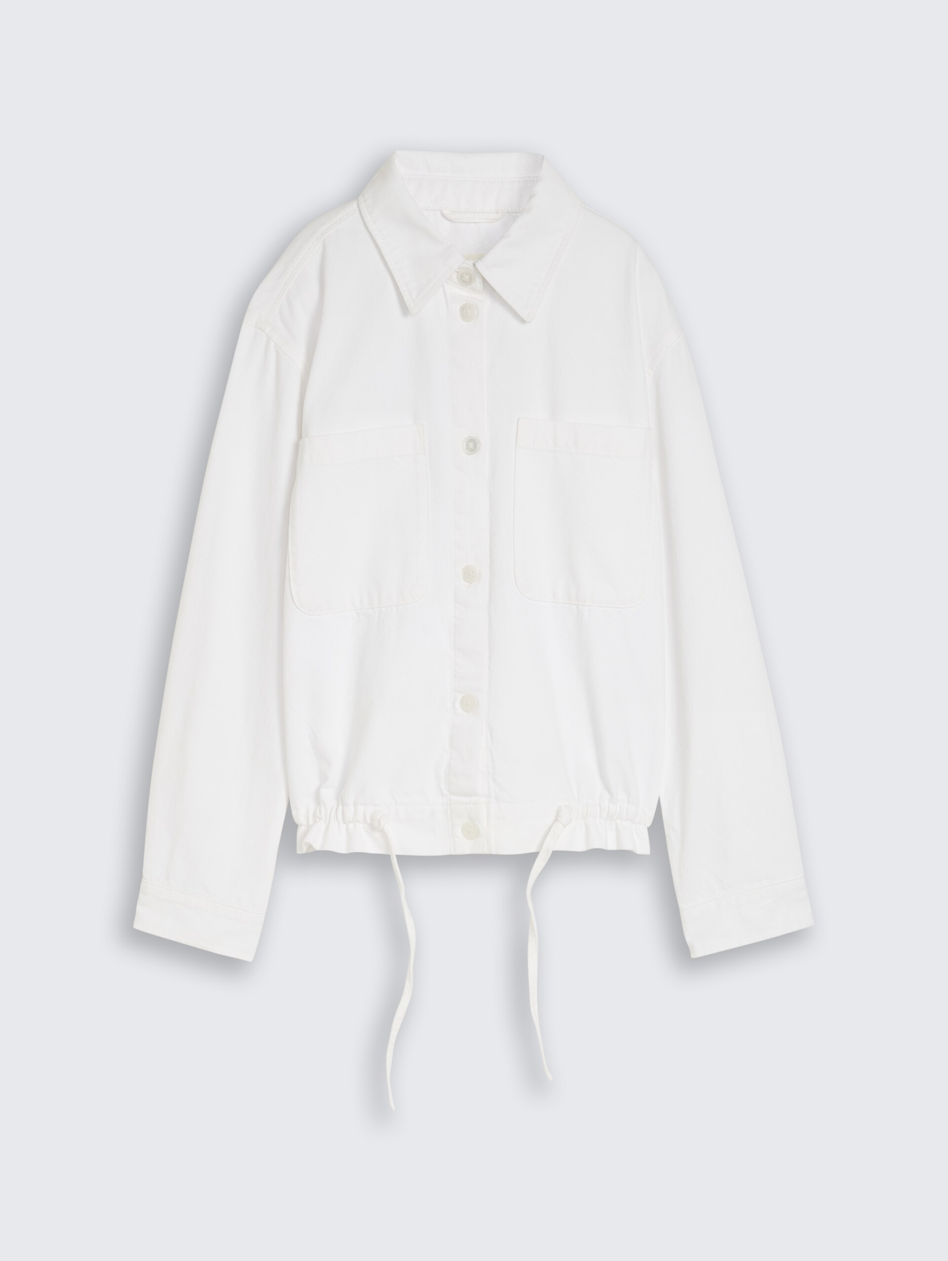 Lightweight Jeansjacke mit Kordelzug - White Denim - Vorder-Produkt-Ansicht