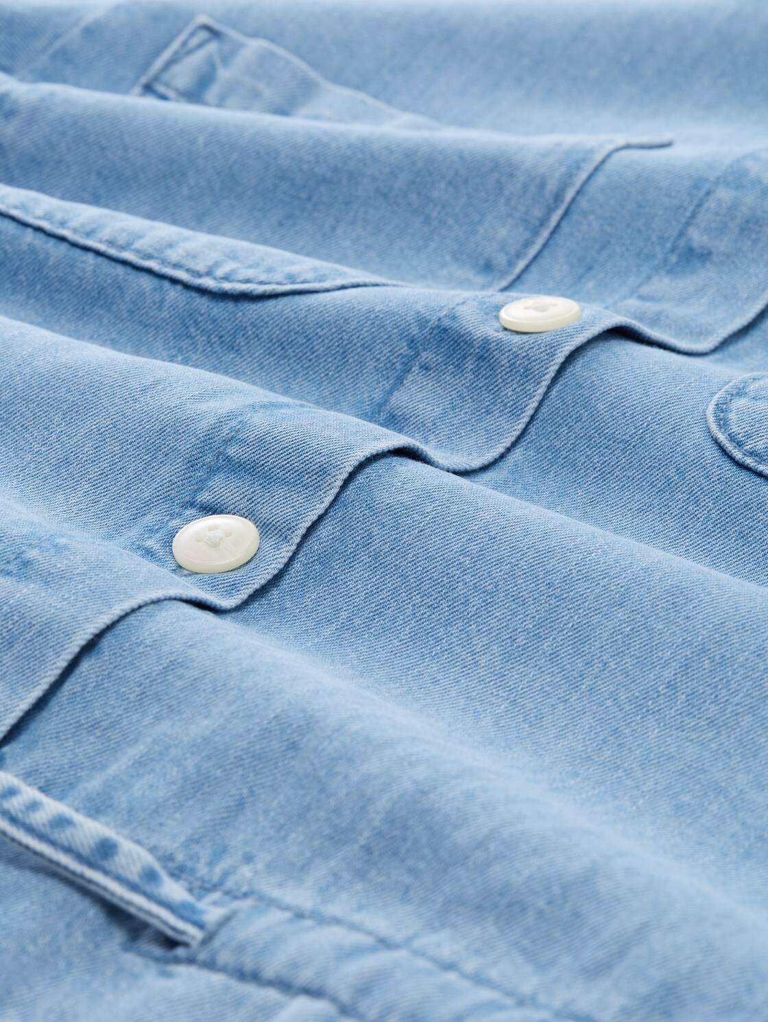 Lightweight Jeansjacke mit Kordelzug - Used Bleached Blue Denim - Produkt-Detail-Ansicht