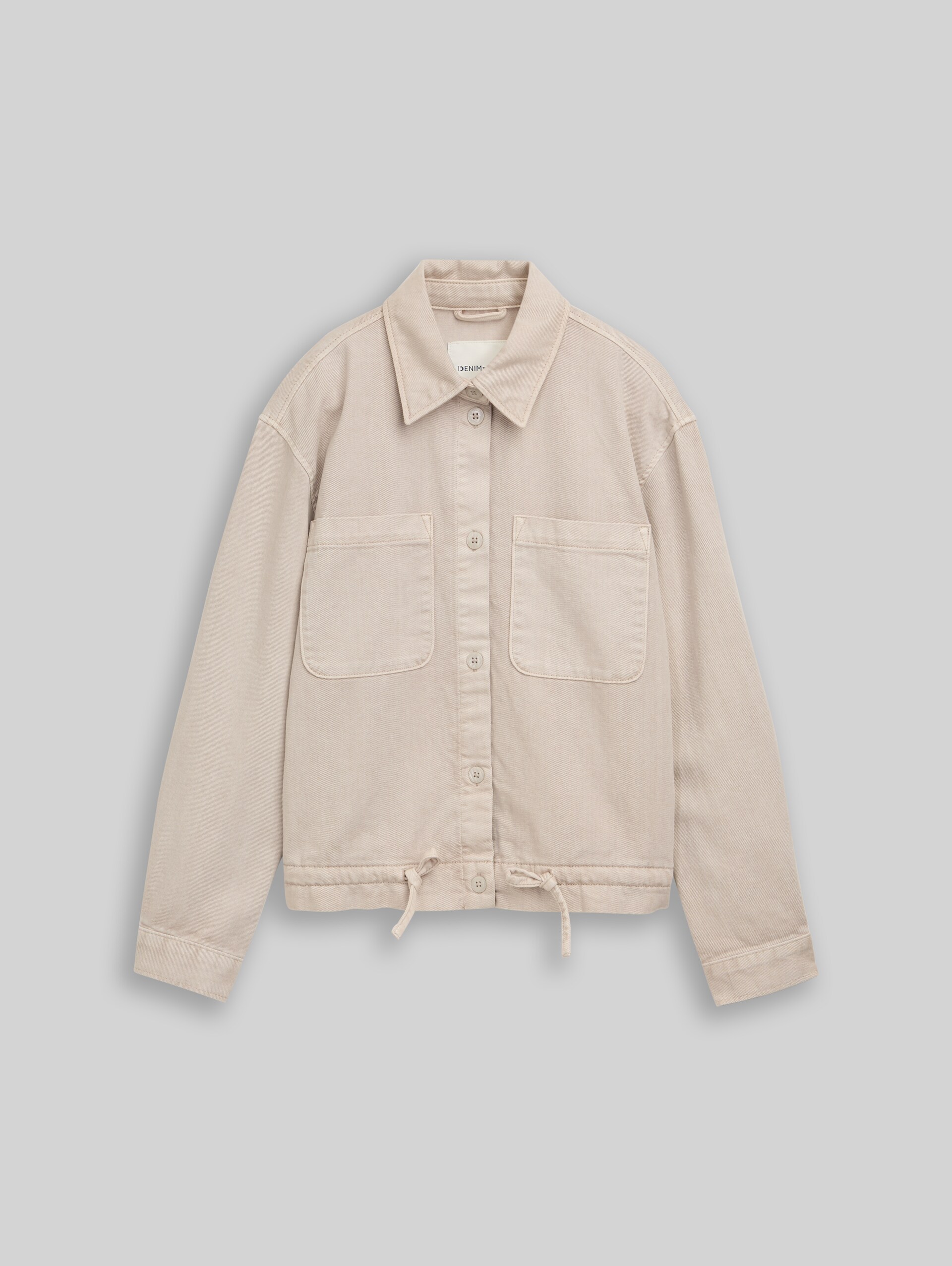Lightweight denim jacket with drawstring - cloud grey - Front product view